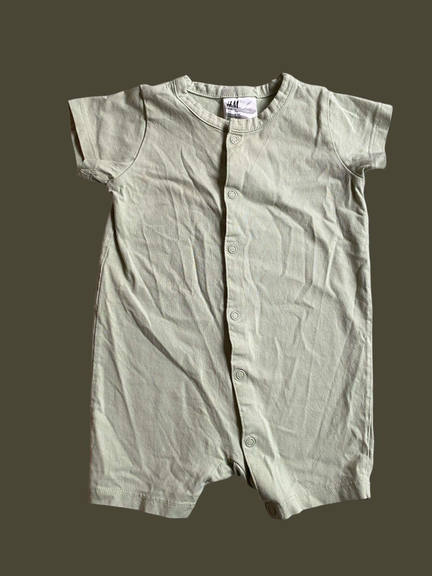 Mint green cotton shorty onesie 6-9m | H&M