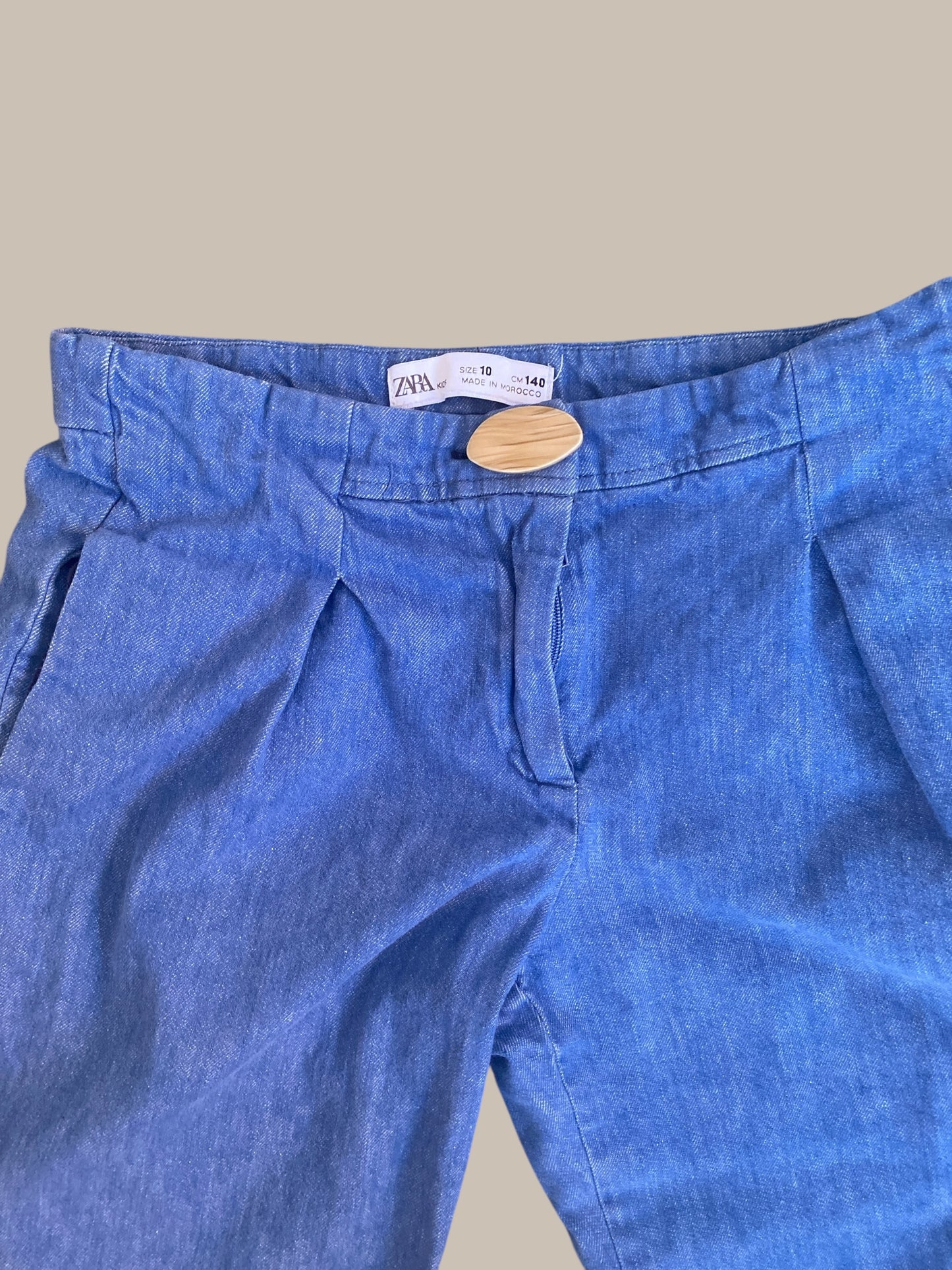 Cotton/linen blend wide leg denim pants 10Y | Zara