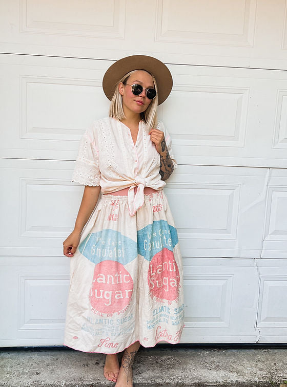 Upcycled Lantic Sugar skirt L-XL | Wanderbirdco