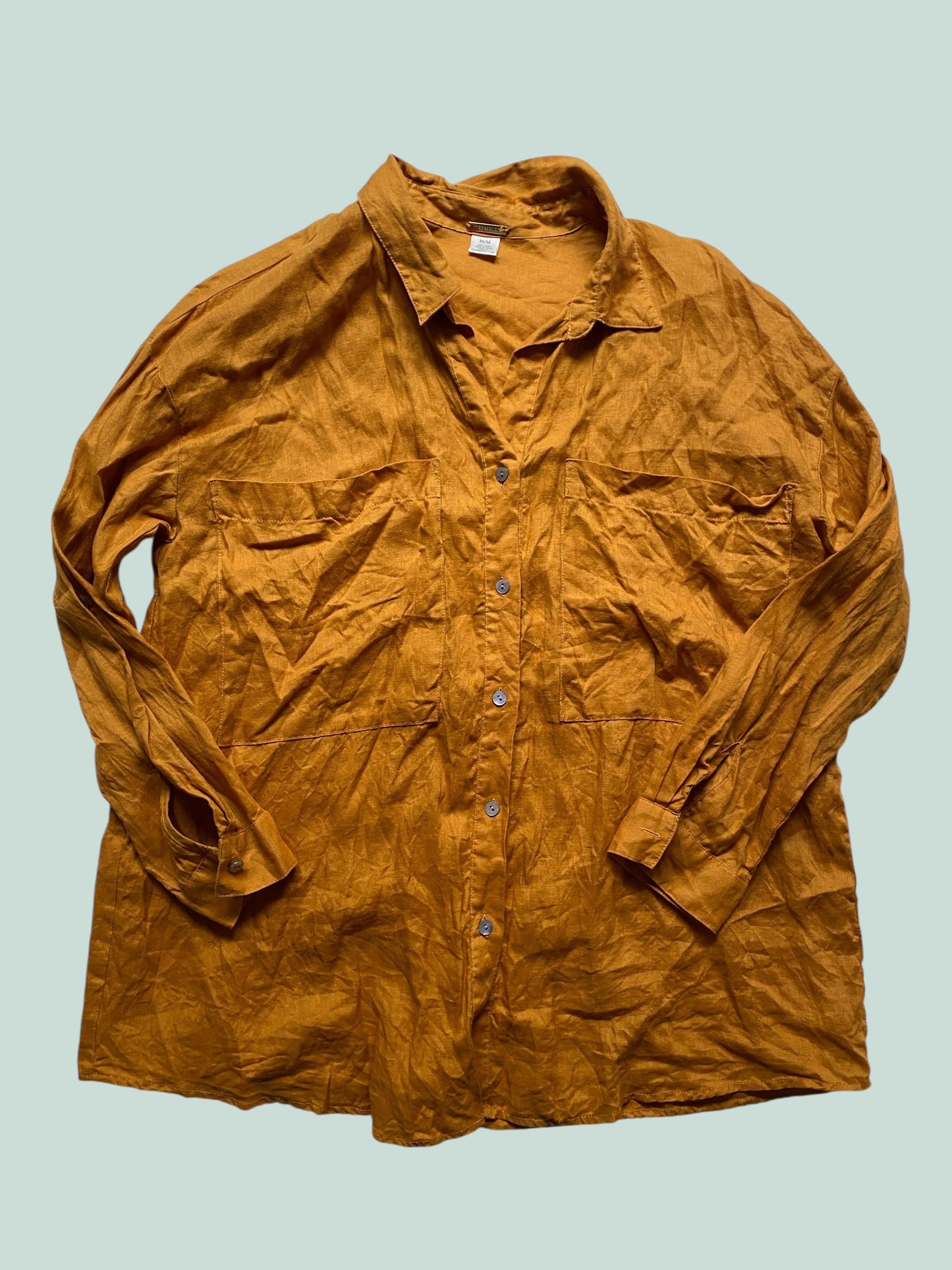 Yellow linen shirt women's medium (fits like medium/large)