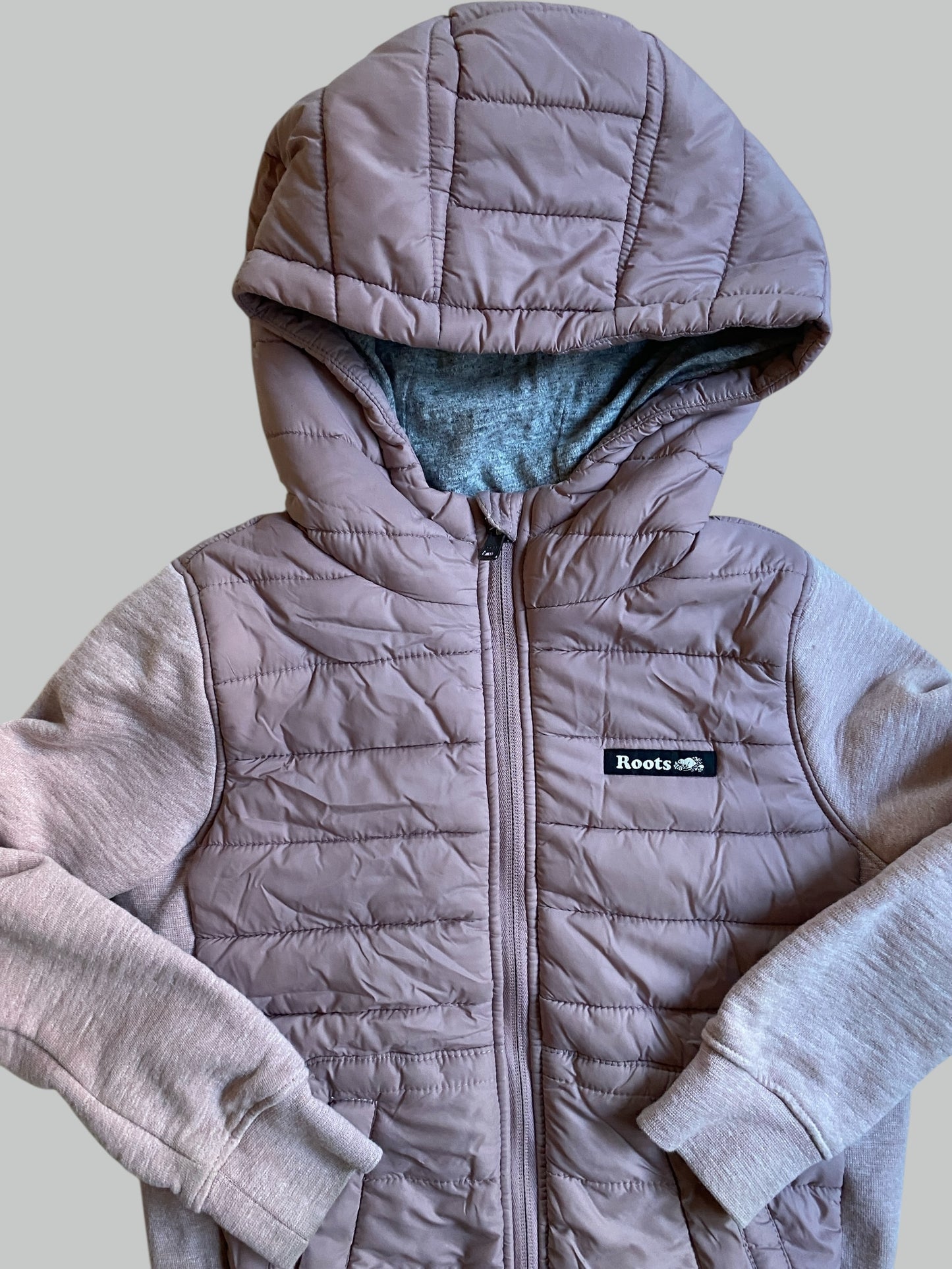 Pink cotton lined puffer sweater 7-8Y | Roots