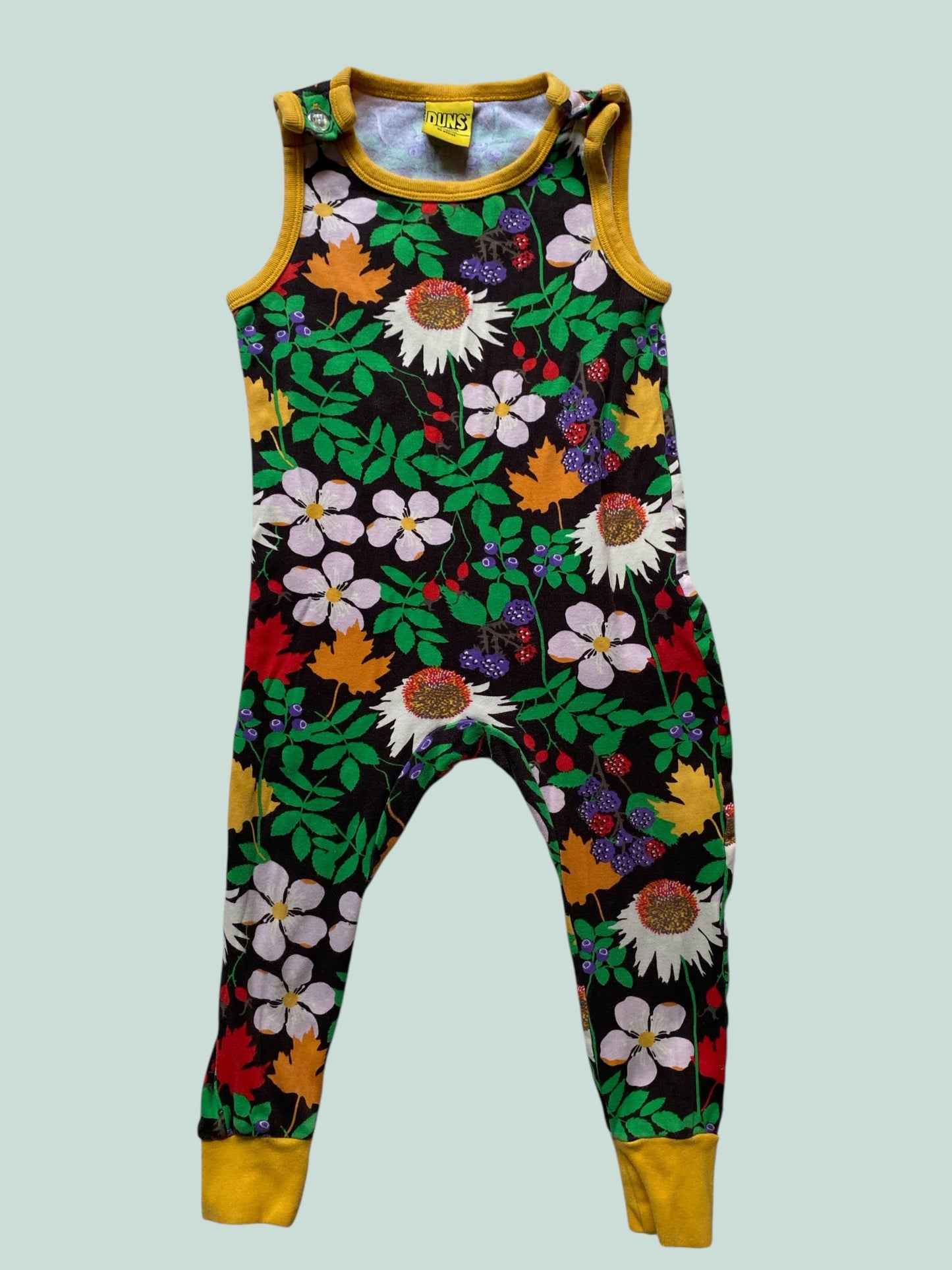Organic cotton flower dungarees 18-24m (92, generous) | Duns Sweden