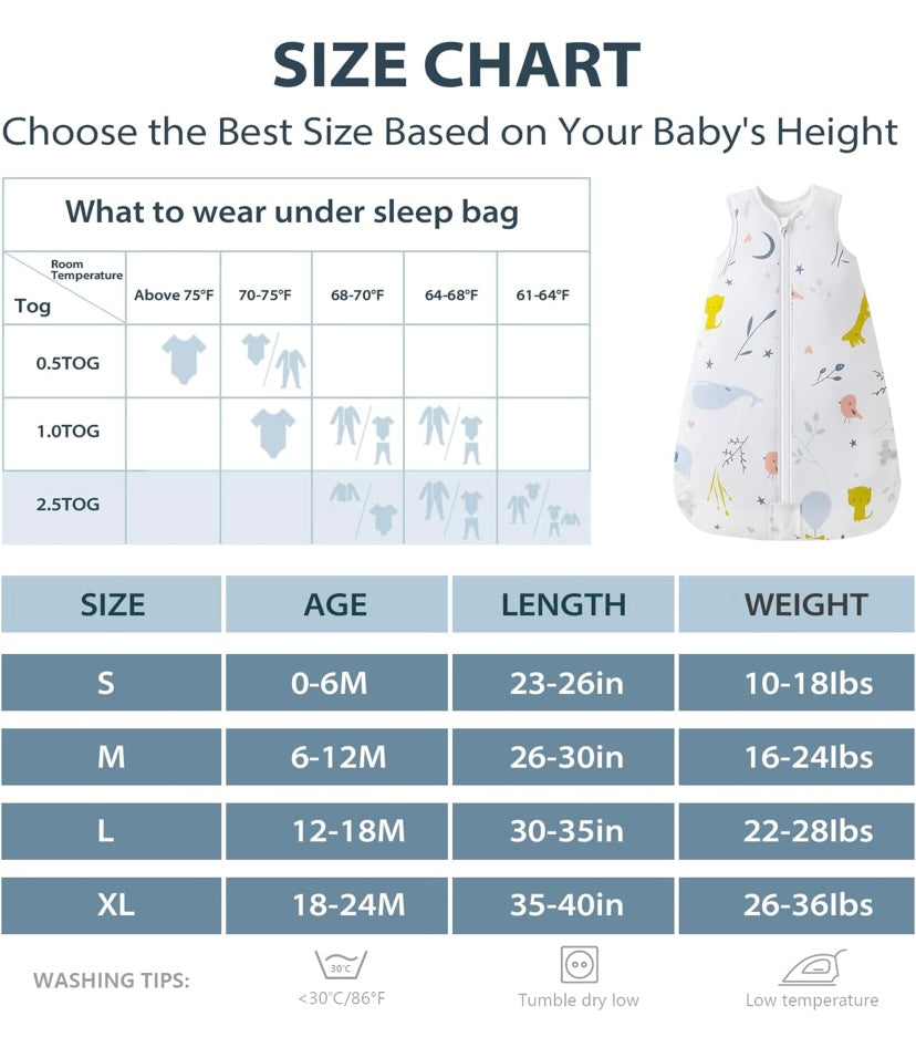 Cotton sleepsack 2.5tog 0-6m | Mosebears