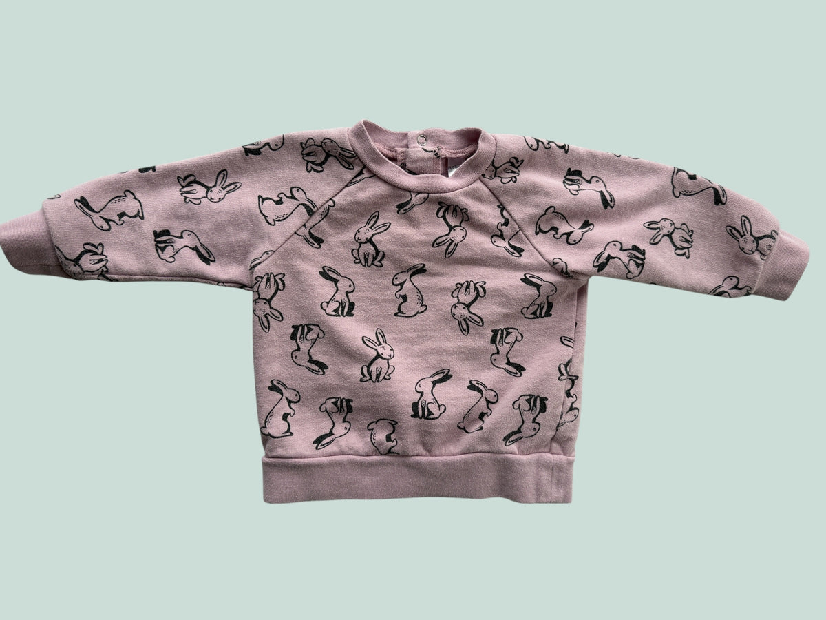 Pink cotton blend bunny sweater 9m | Pl Baby