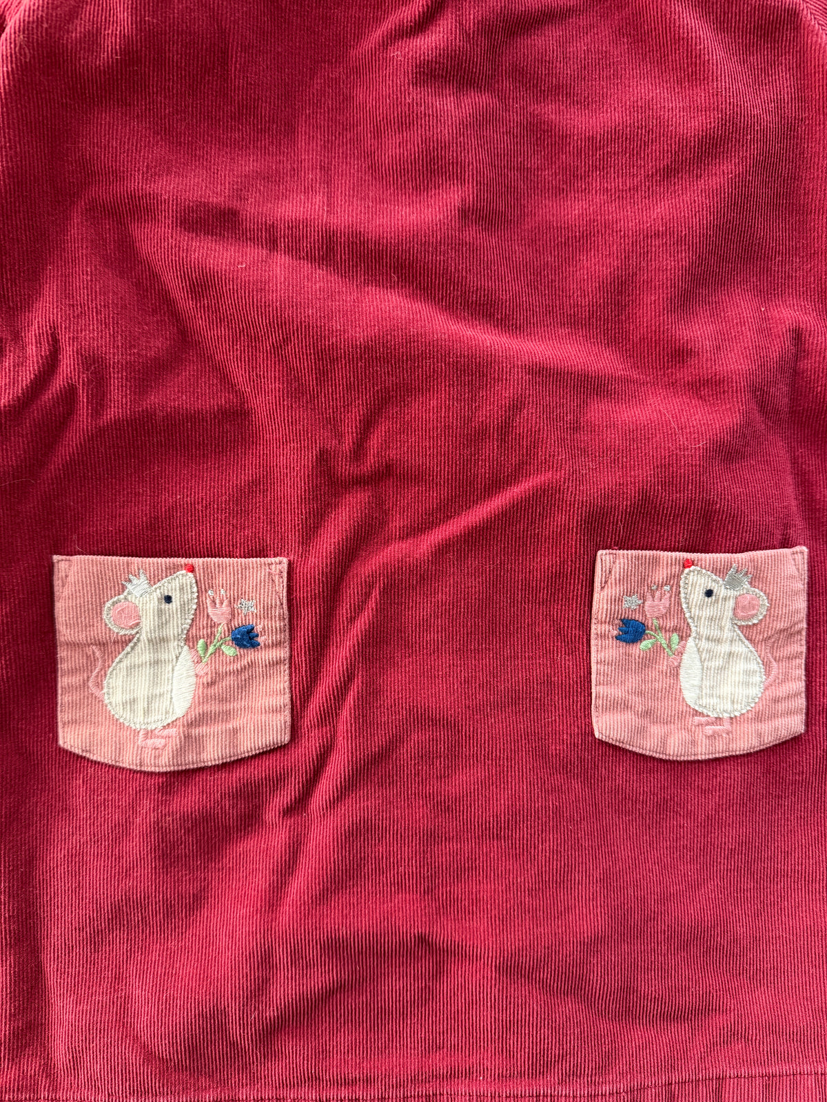 Wine red corduroy mouse dress 2-3Y | Baby Boden
