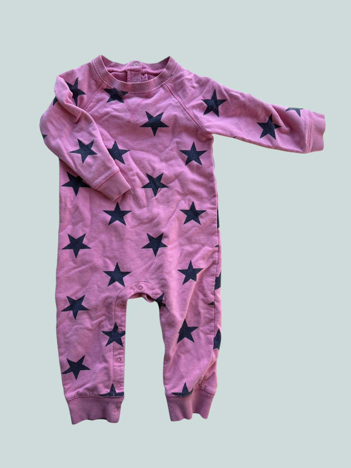 Pink cotton star rompersuit 12-18m | Primary