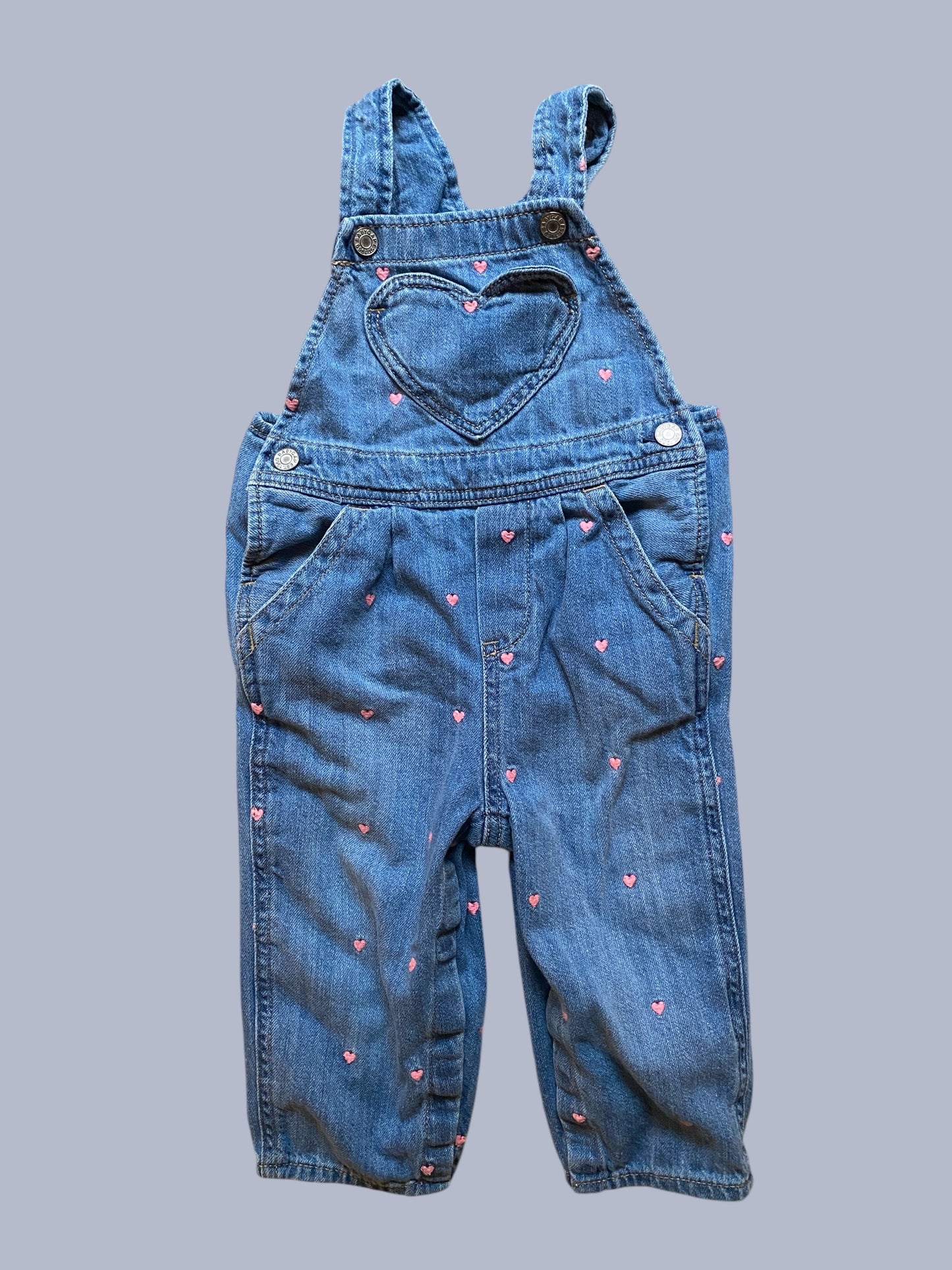 Cotton overalls with heart details 18-24m | Gap