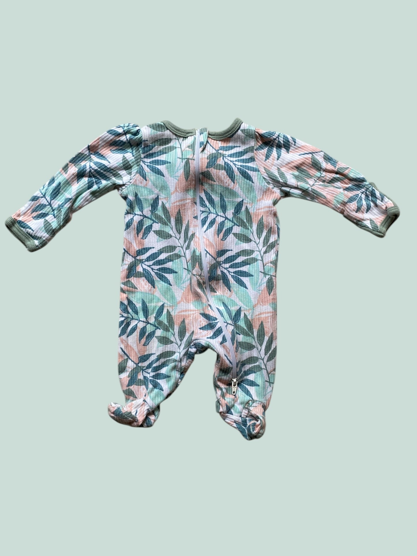 Cotton leaves zip-down sleeper newborn | Wonder Nation