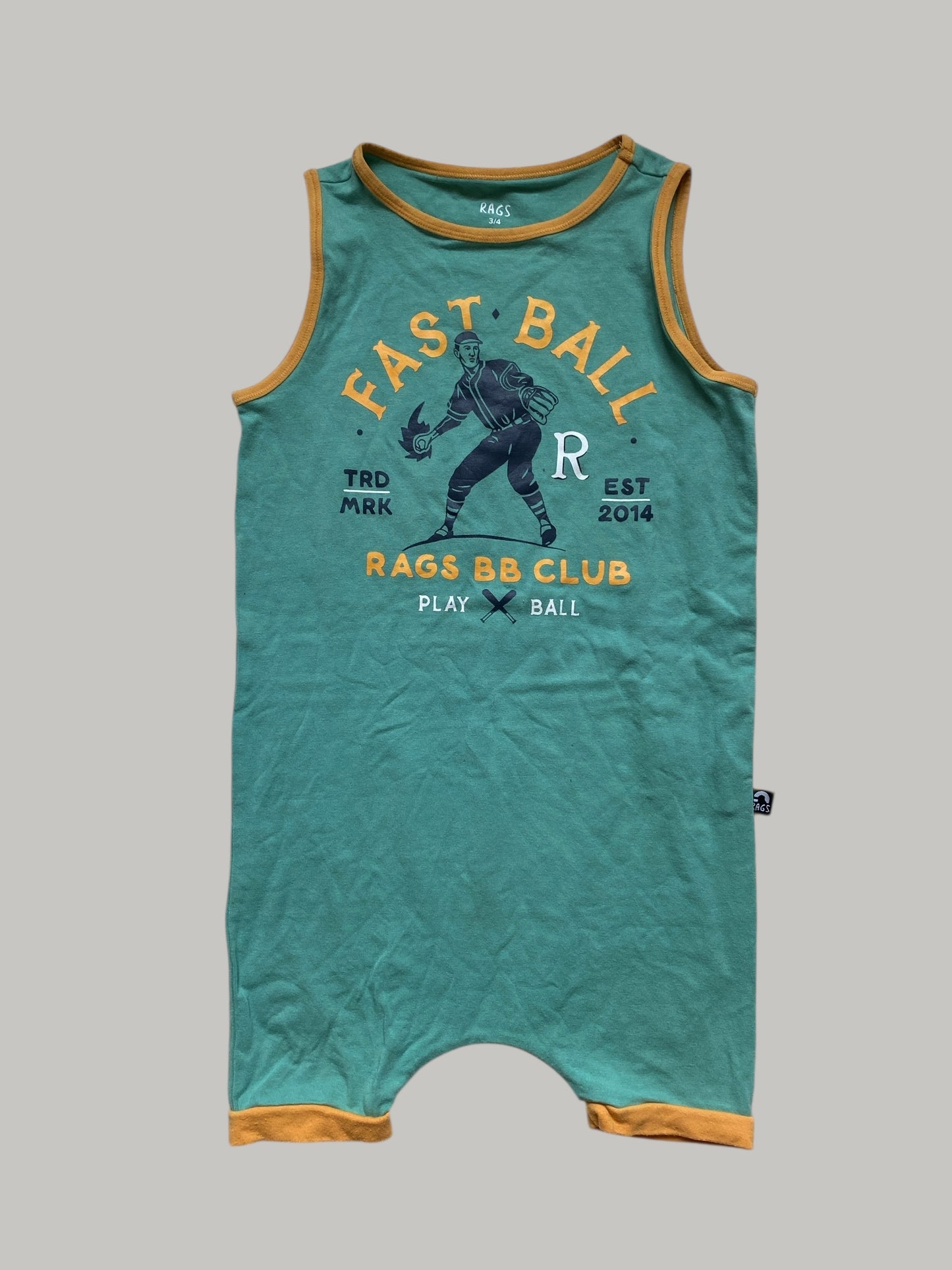 Green cotton blend romper 3-4Y | Rags