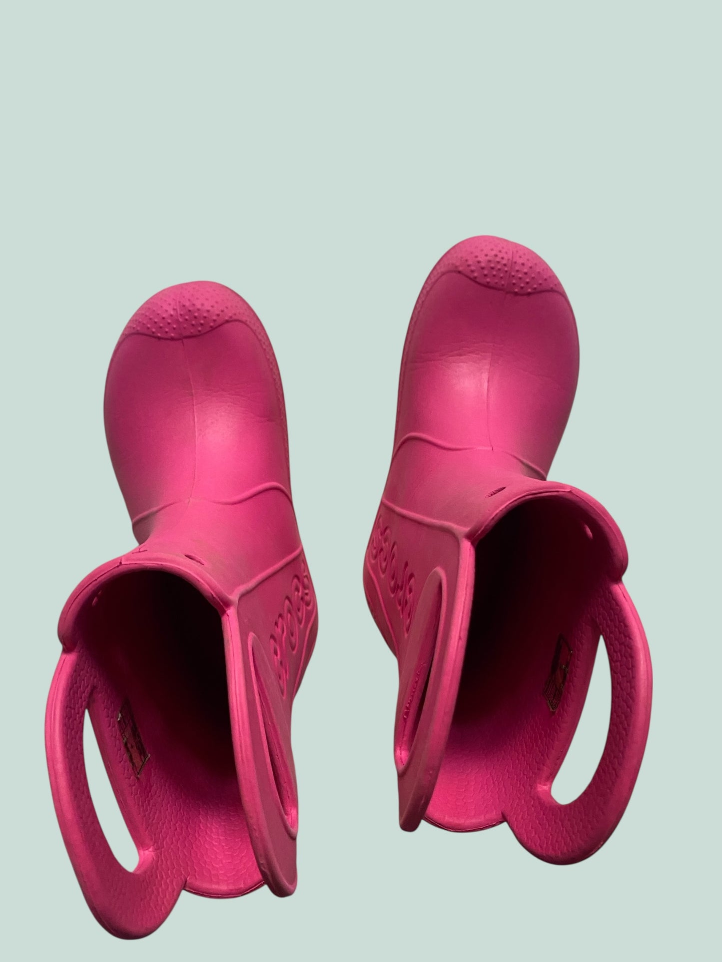 Pink rubber rain boots 1US Big Kids | Crocs