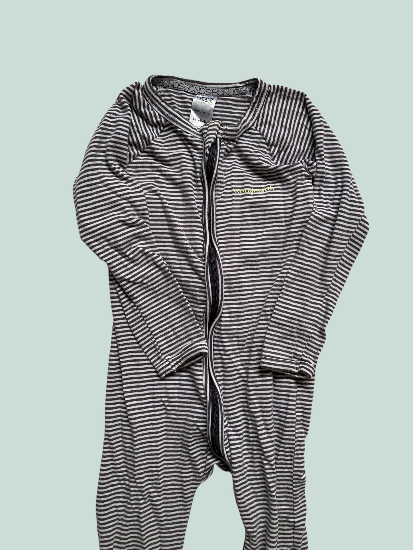 Cotton striped two-way zipper sleeper 18m | Bonds
