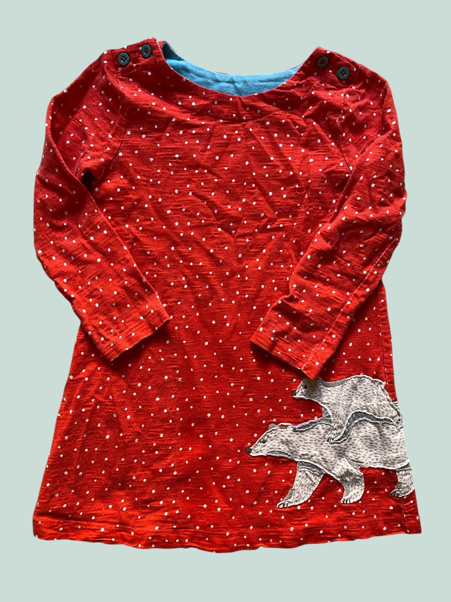 Cotton polar bear applique dress 3-4Y | Mini Boden