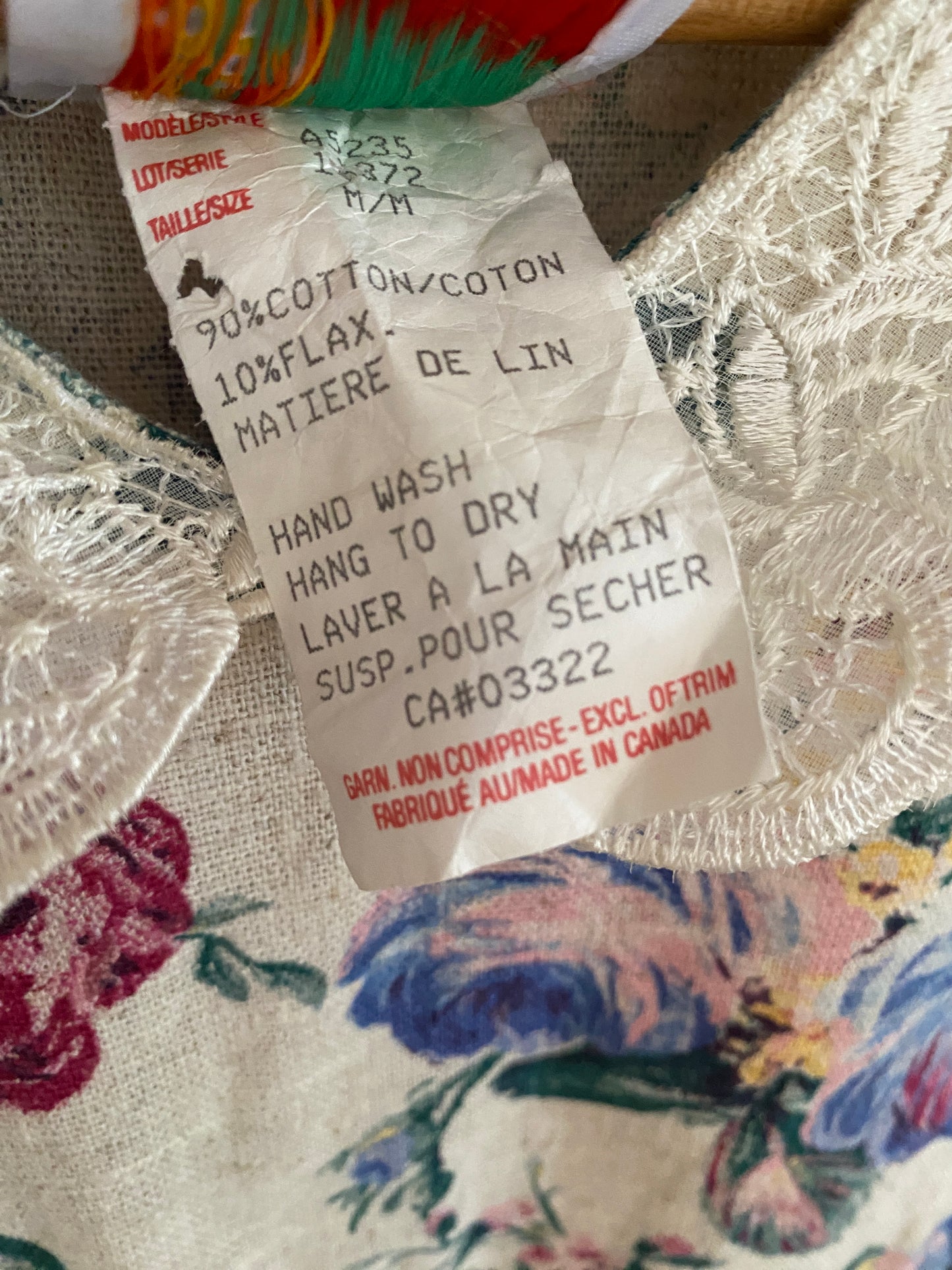 Vintage cotton/flax dress women's small/medium | Sugar Kaine (made in Canada)