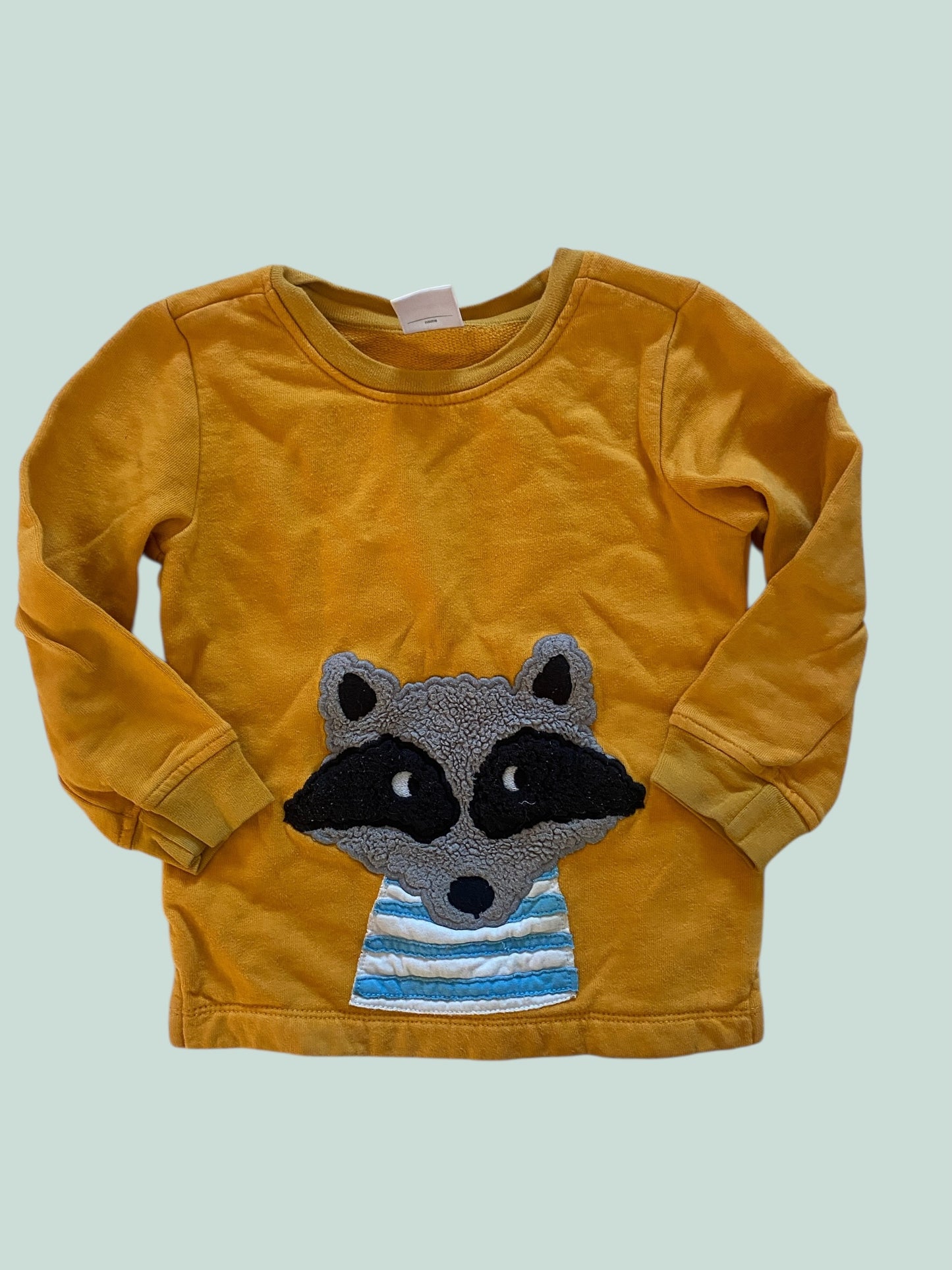 Yellow cotton raccoon sweater 18-24m (90) | Hanna Andersson