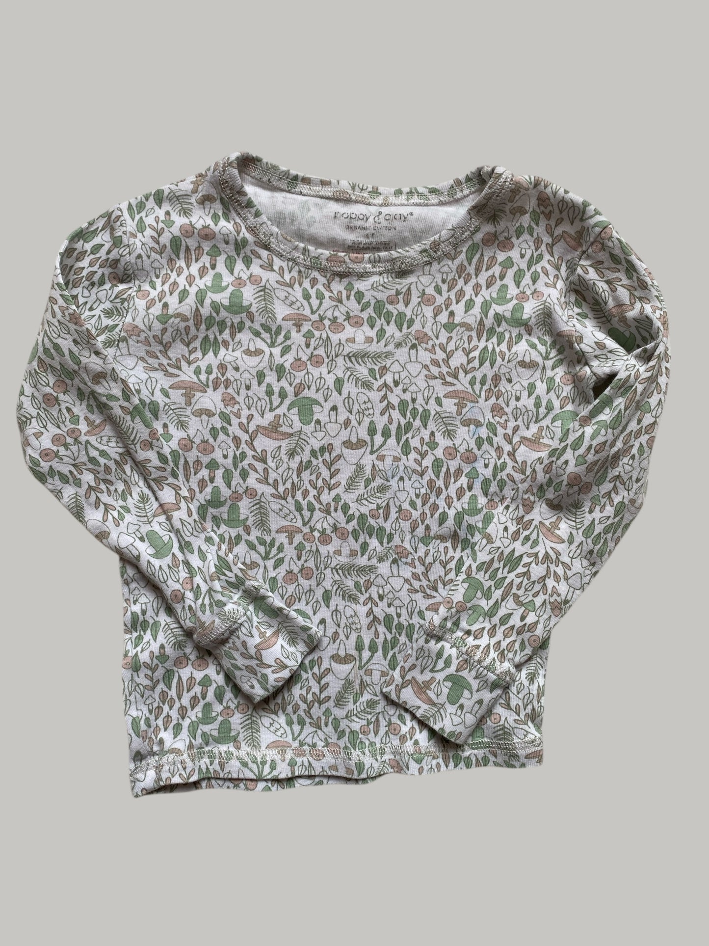 Organic cotton mushroom long sleeve top/pj top 3-4Y | Poppy & Clay