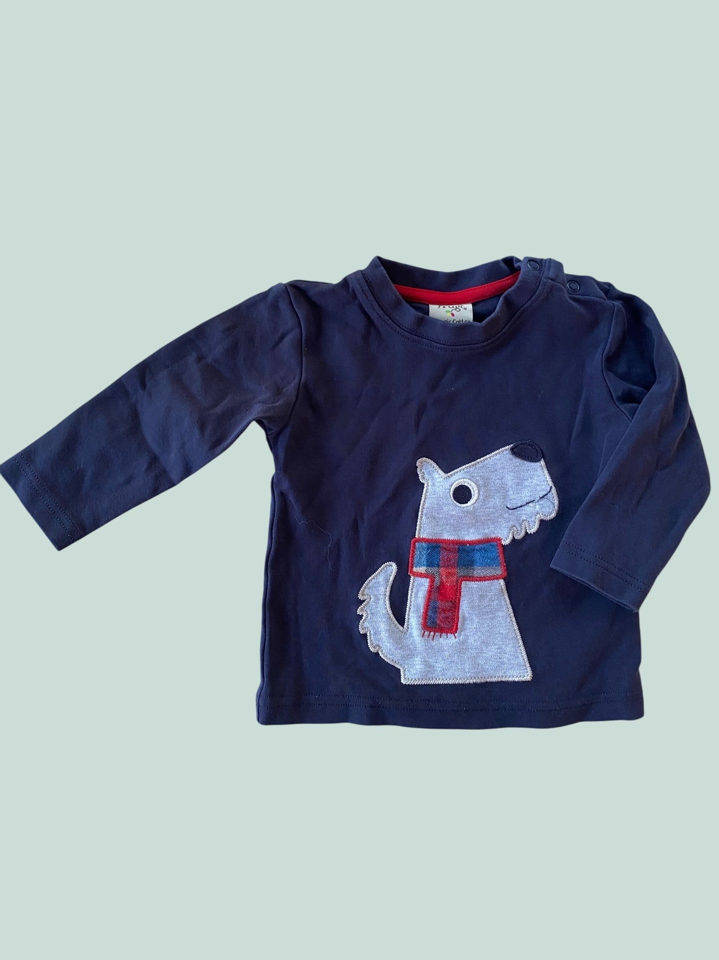 Organic cotton dog long sleeve top 6-12m (generous) | Frugi