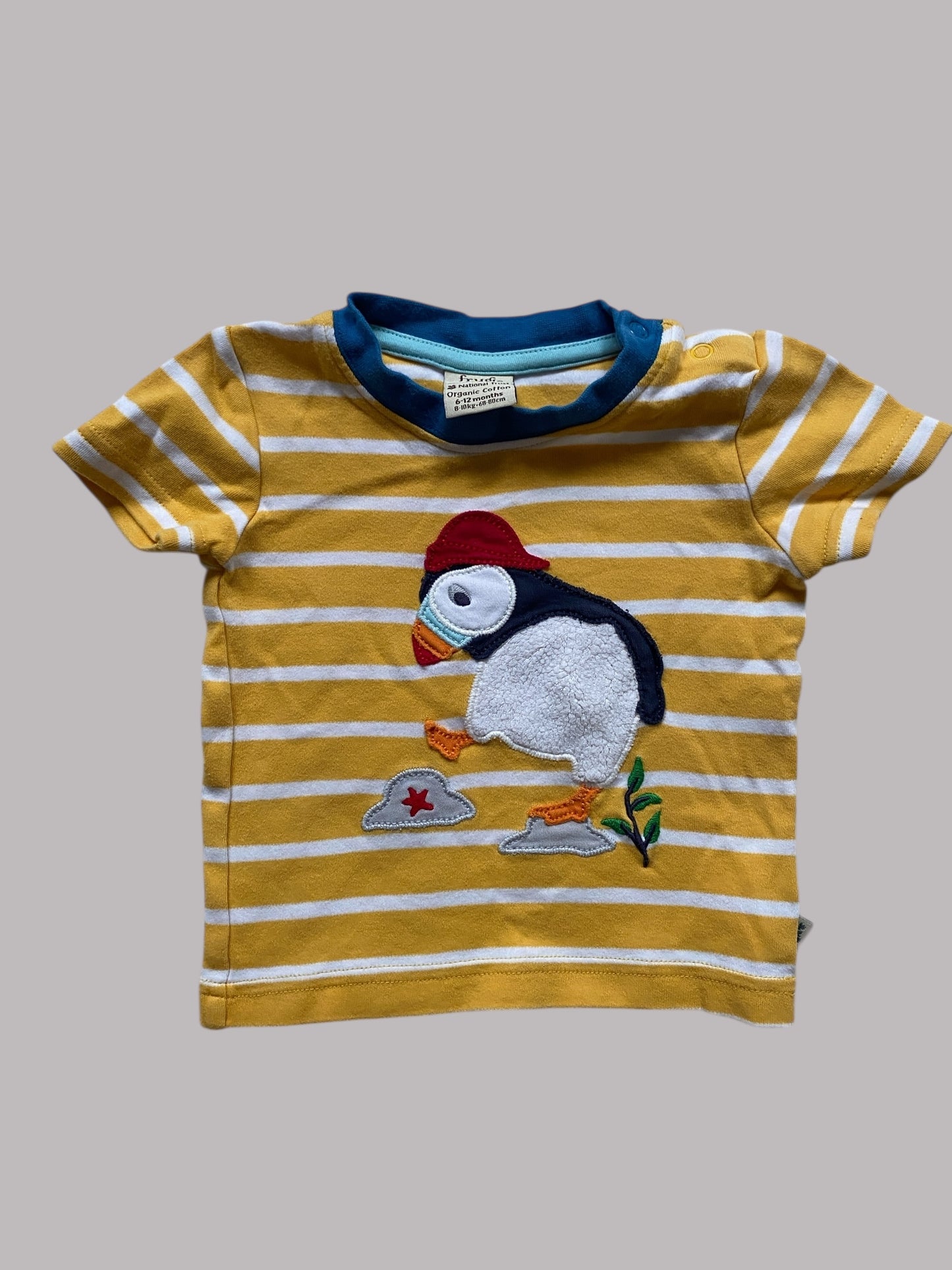 Organic cotton puffin t-shirt 6-12m (generous) | Frugi
