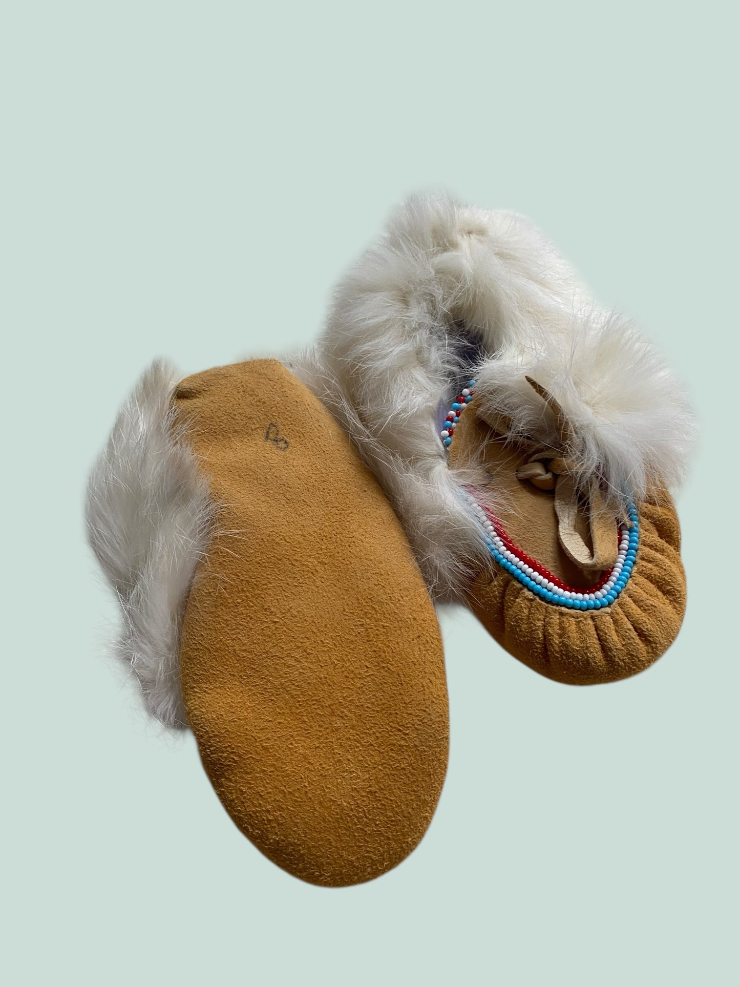 Leather moccasin booties with fur size 8US Little Kids