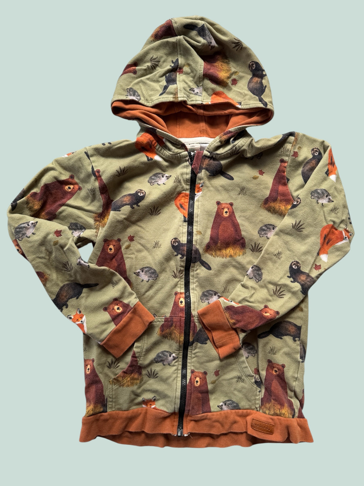 Organic cotton woodland animal hoodie 9-10Y | Walkiddy