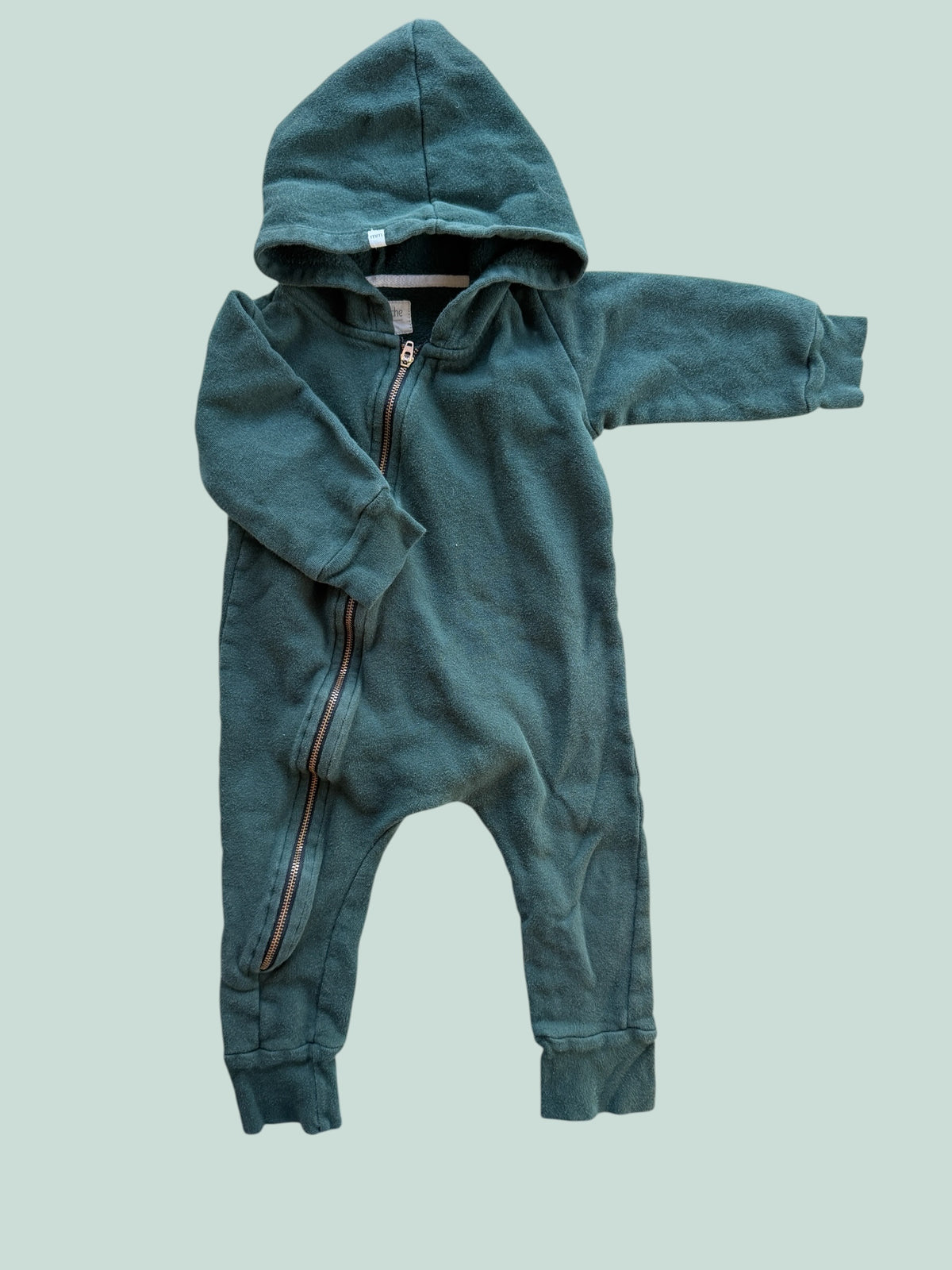 Organic cotton dark green zipped biker rompersuit 18-24m | Mini Mioche