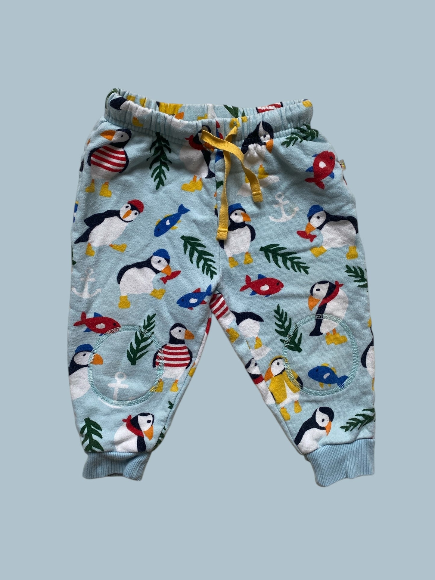 Organic cotton puffin joggers 6-12m (68-80, generous)| Frugi