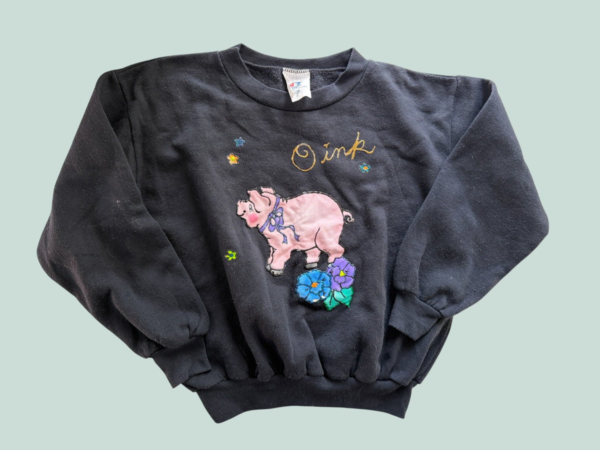 Vintage cotton blend pig sweater ~8-10Y | Training Camp
