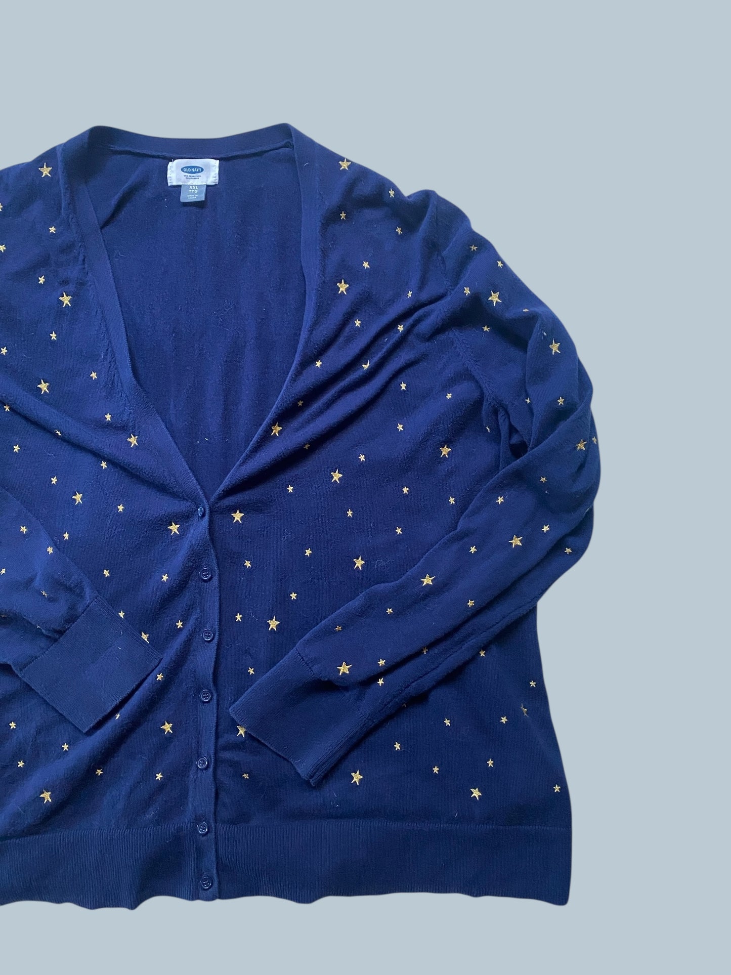 Navy cotton cardigan with golden stars women's XXL | Old Navy