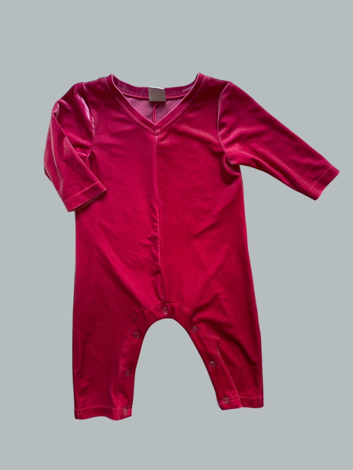 Pink velour romper with snaps 12-18m | Smash and Tess