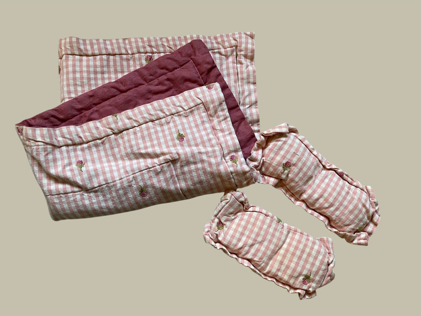 Vintage doll blanket and pillows