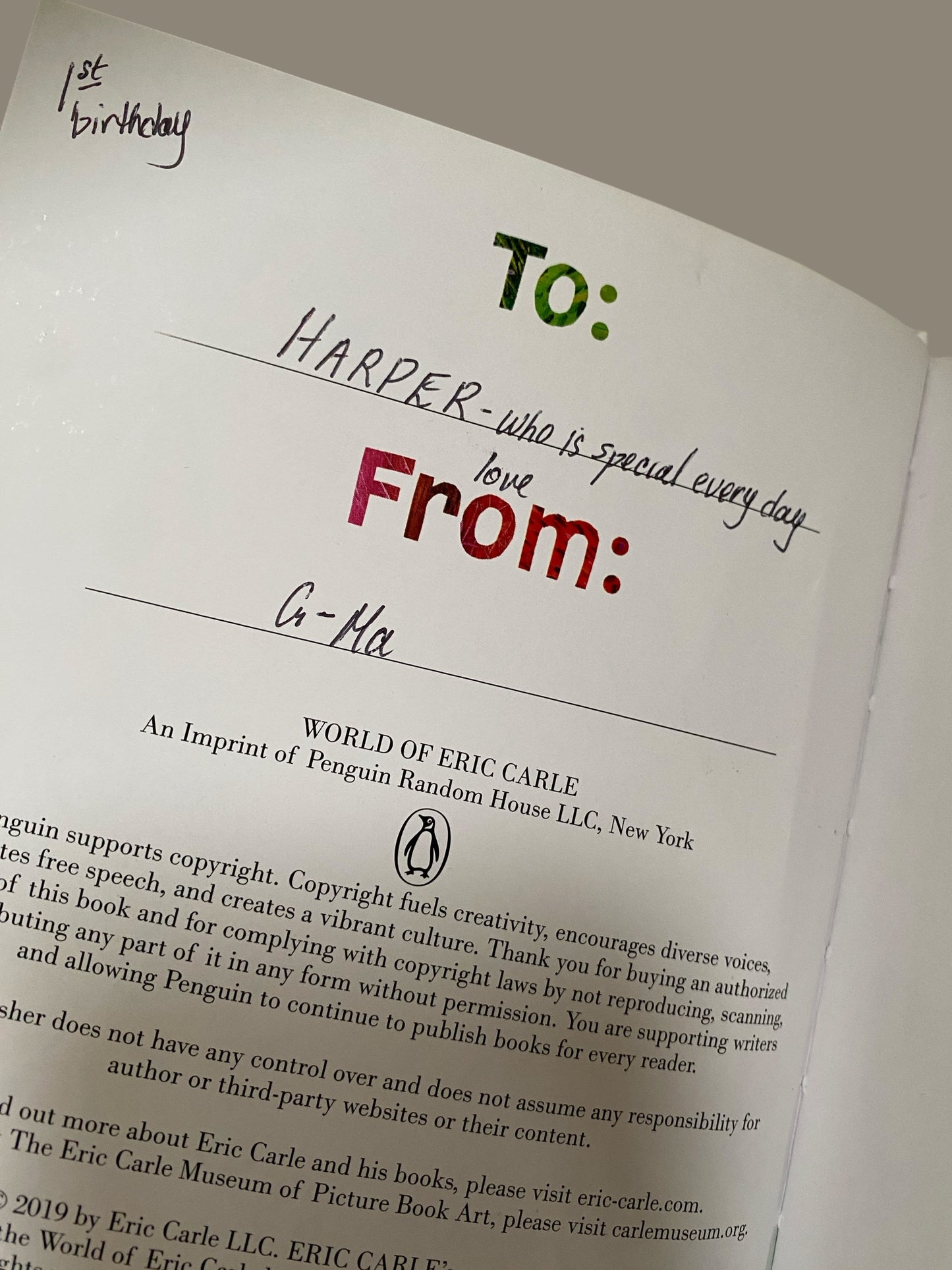 Happy Birthday from the very hungry caterpillar