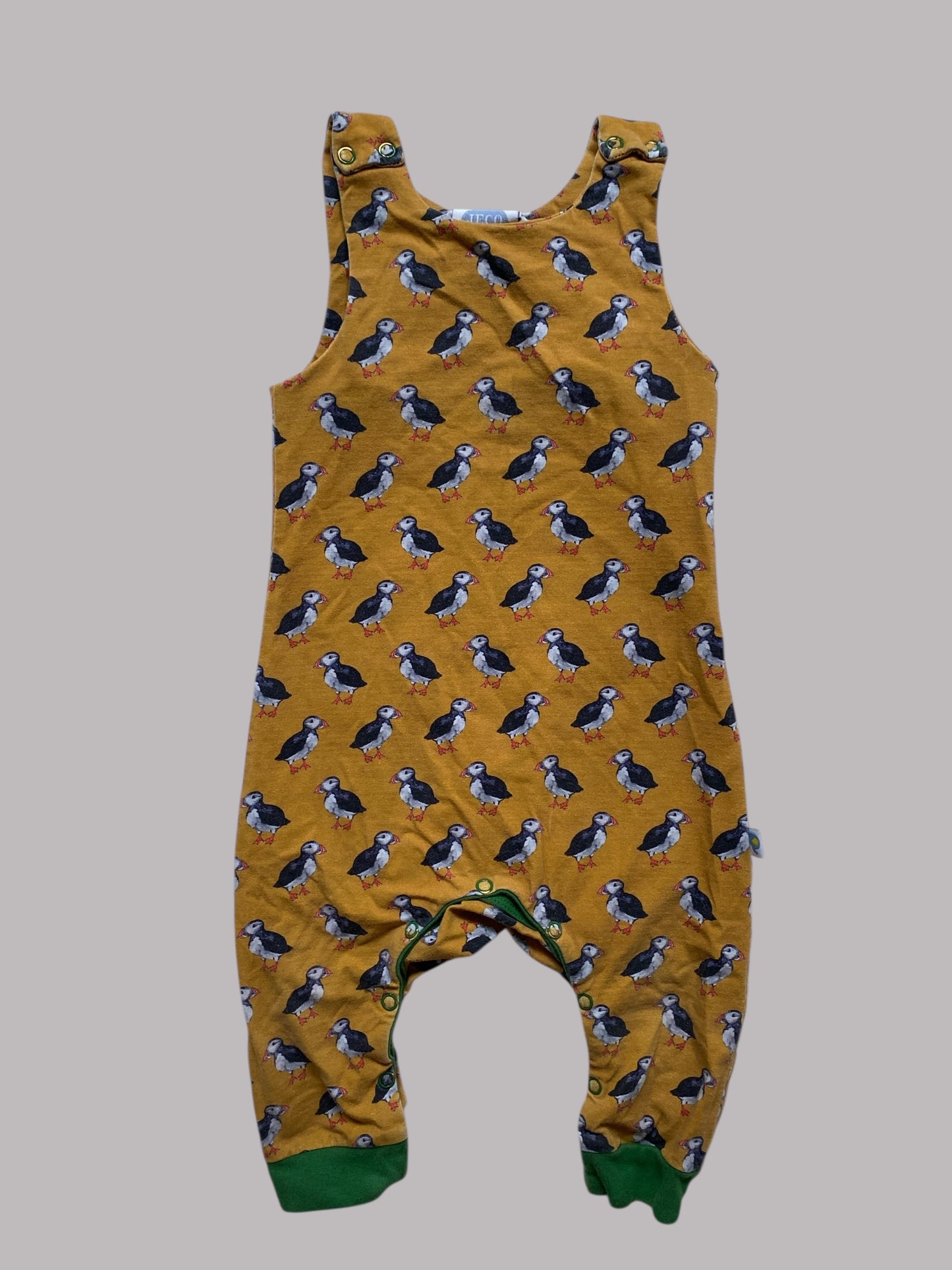 Organic cotton puffin romper 9-12m (generous) | Jeco