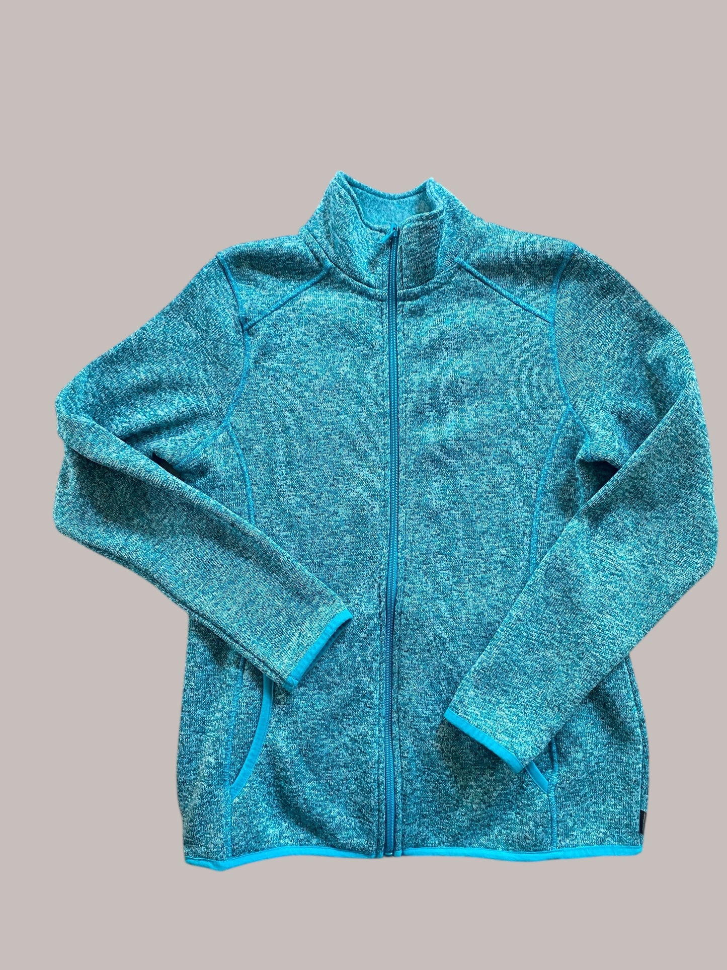 Turqouise fleece zip sweater women's medium | Eddie Bauer