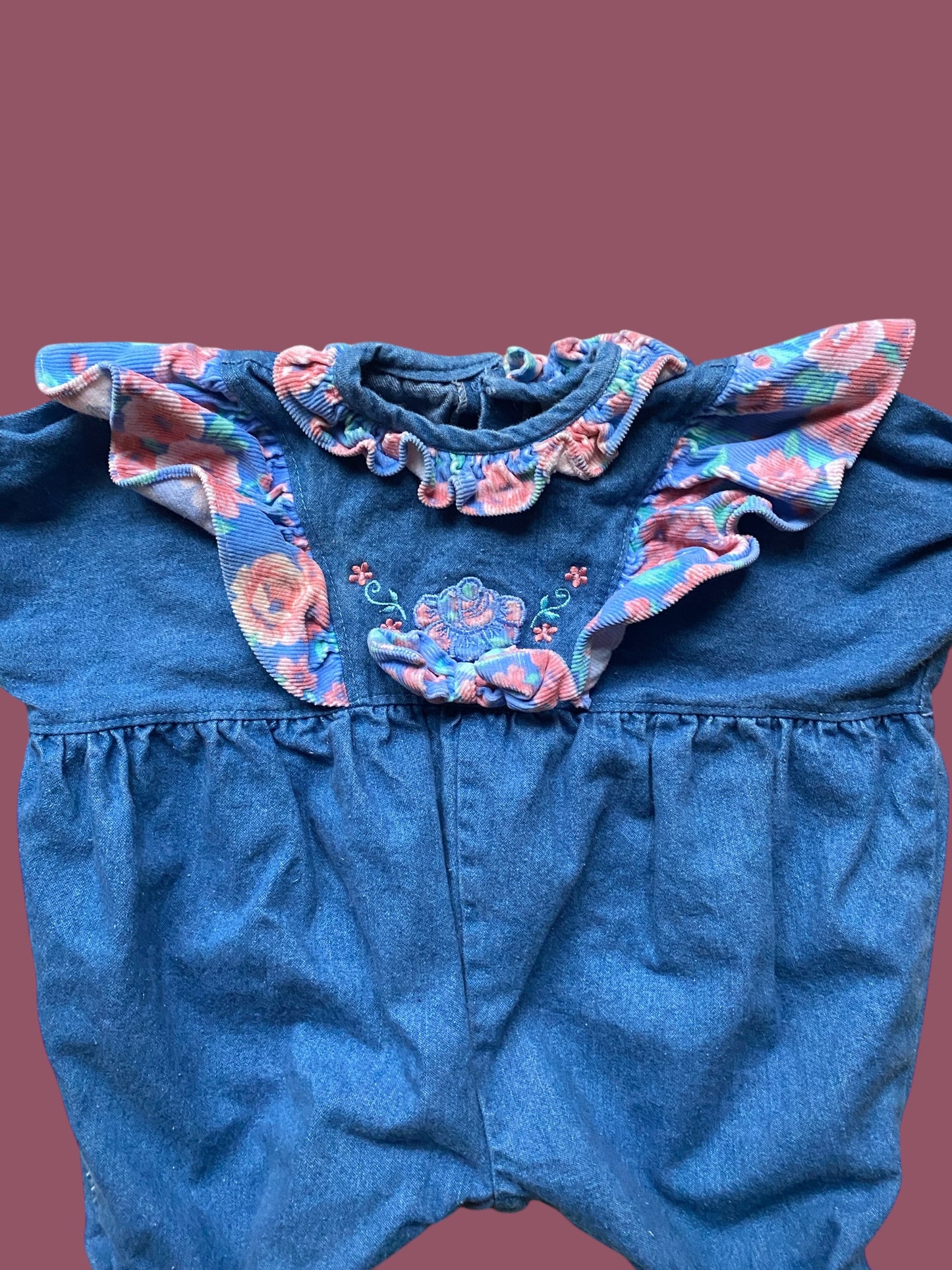 Vintage cotton denim romper suit 0-3m | Mini Togs