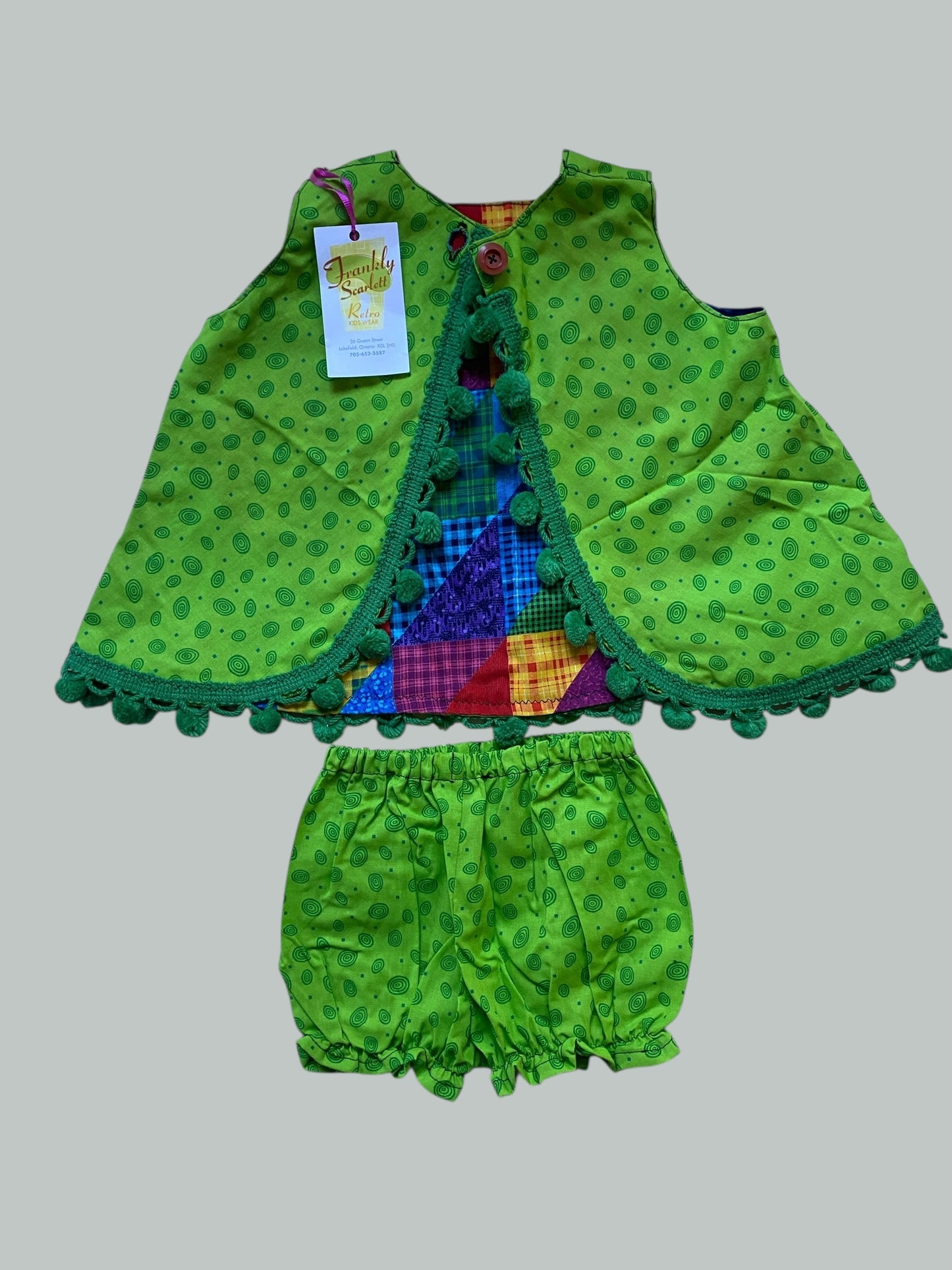 Cotton kids bloomer and vest set 12-18m | Frankly Scarlett Retro Kids Wear