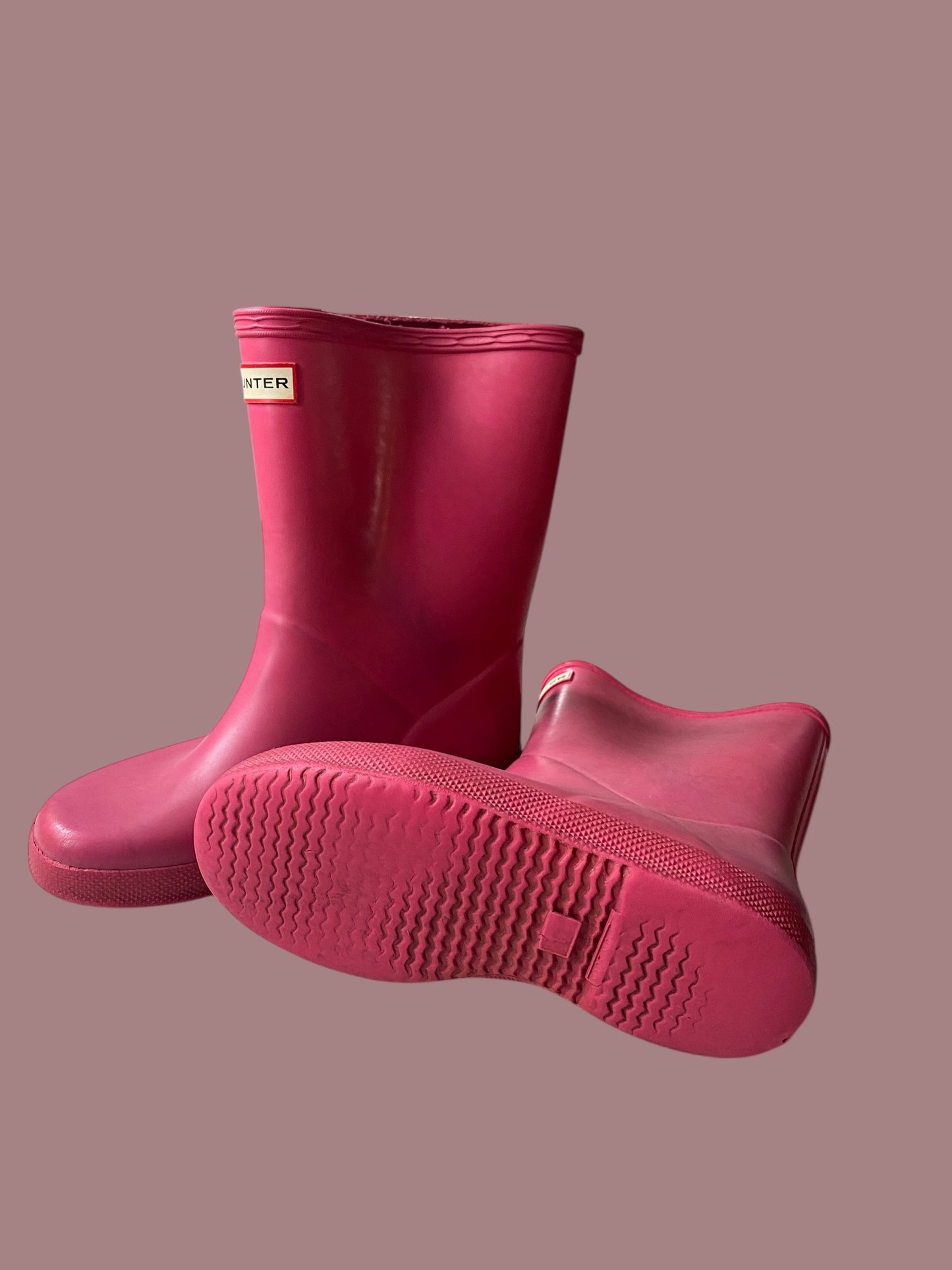 Matt pink rain/rubber boots 12 US little Kid | Hunter