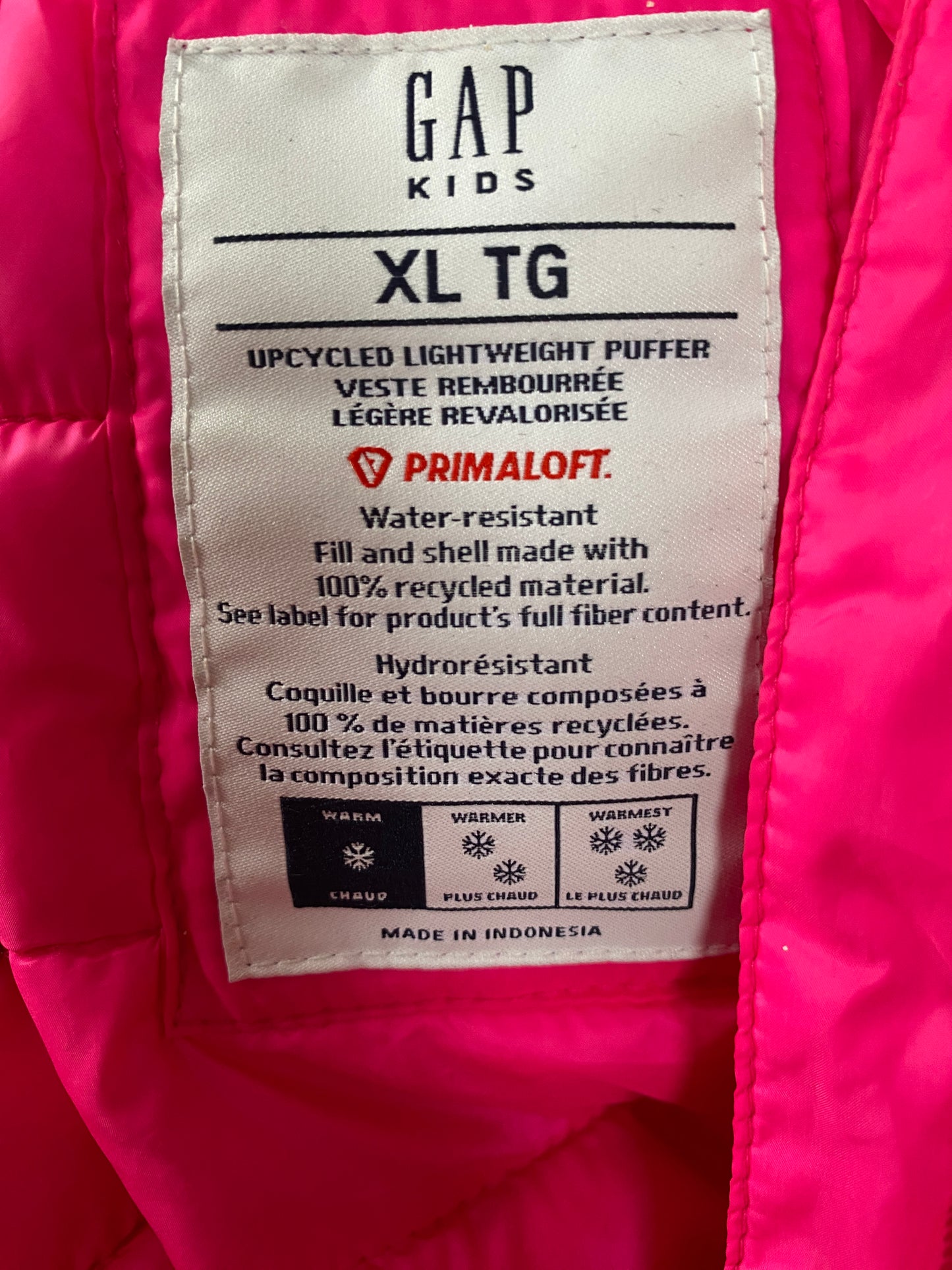 Neon pink lightweight puffer jacket 12Y (XL) | Gap