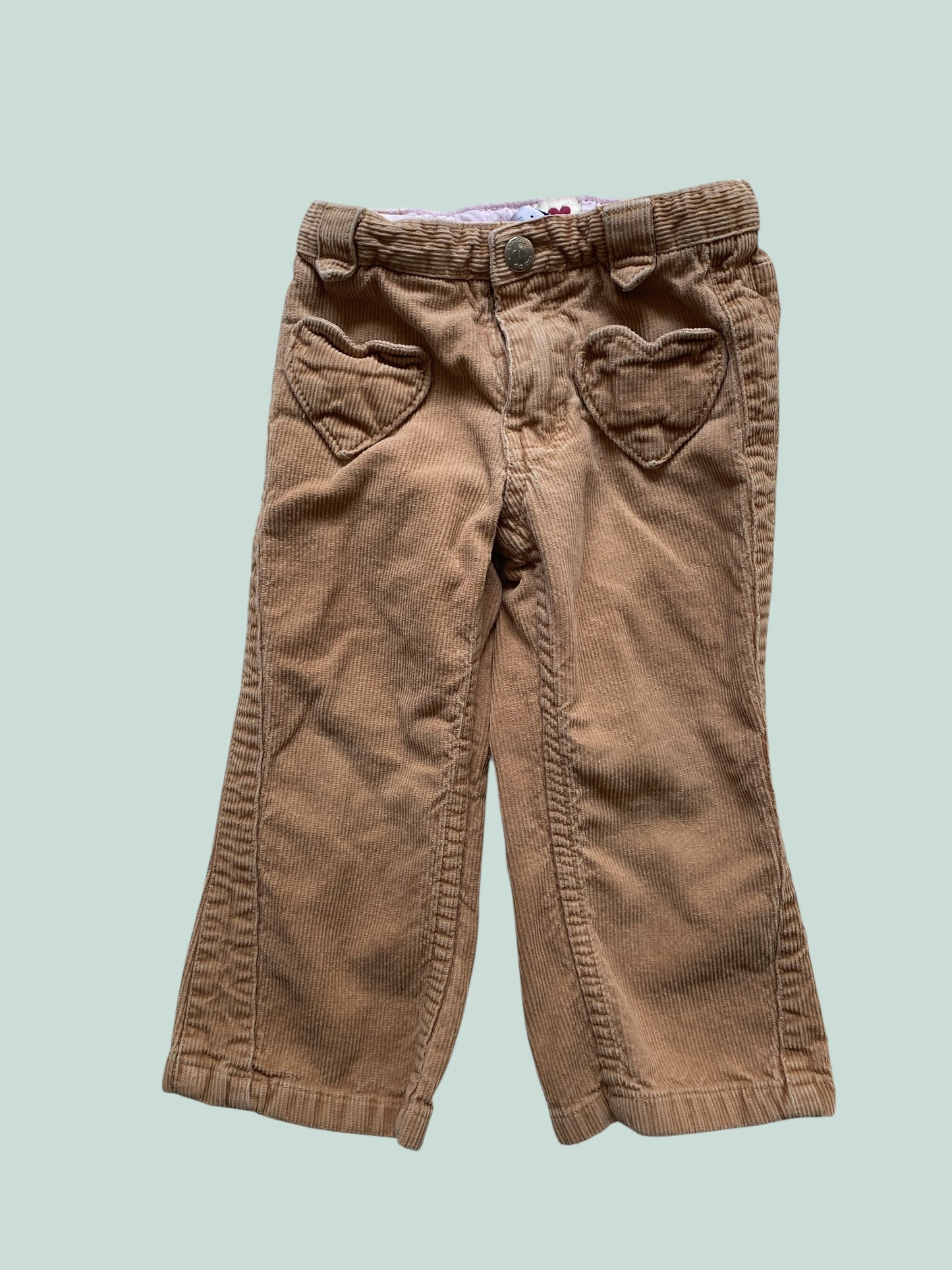 Beige heart corduroy cotton pants 2Y | Gap