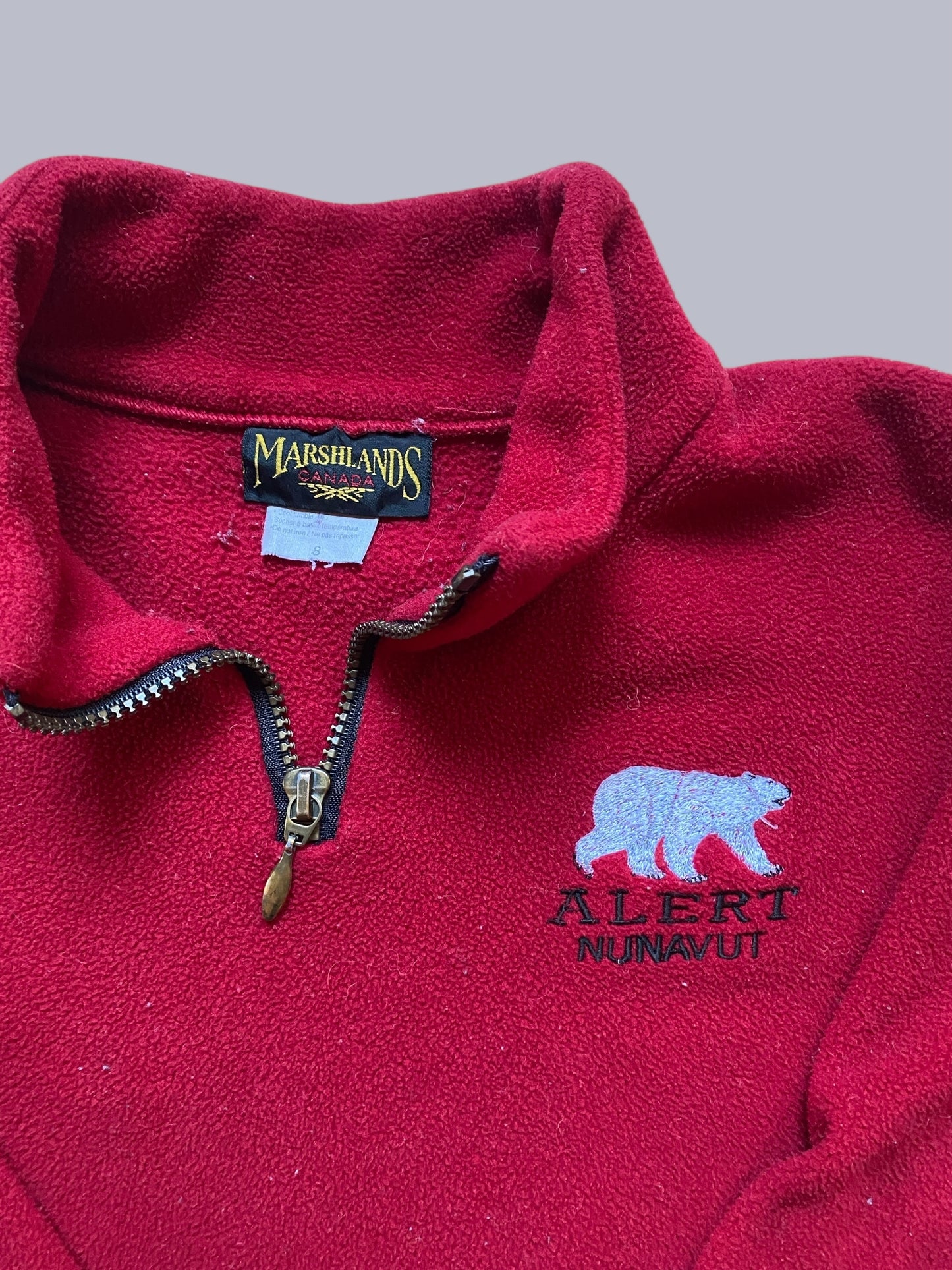 Vintage red fleece 'Alert Nunavut' sweater 8Y | Marshlands
