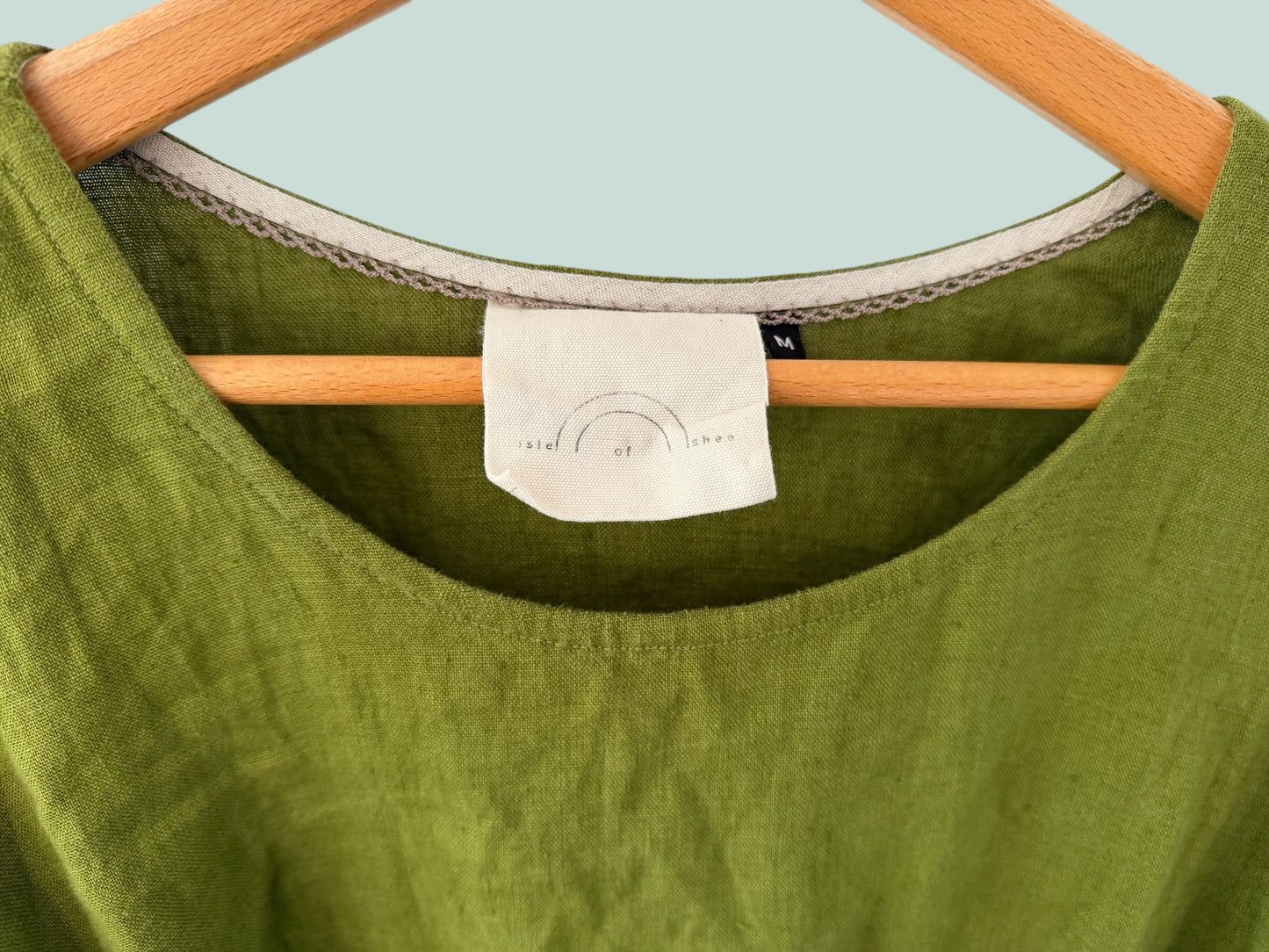 Moss green linen dress medium | Isle of Shee