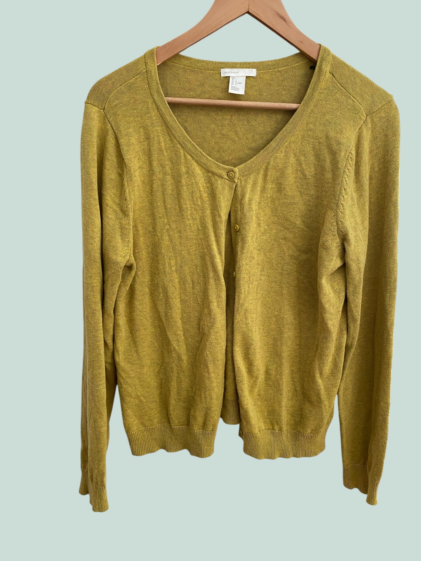 Yellow cotton cardigan women's large (fits medium/large) | H&M