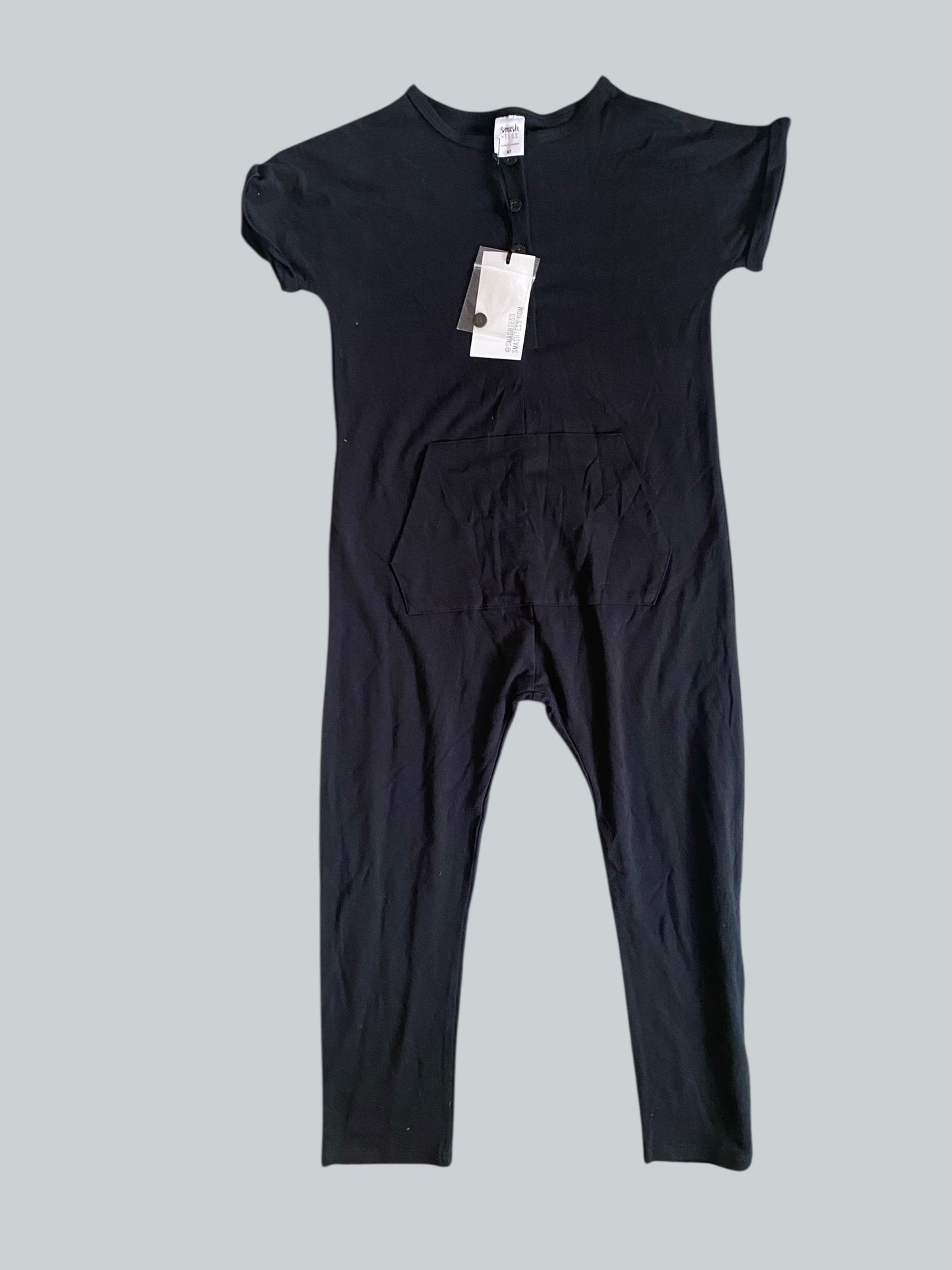 Black bamboo/cotton romper 6-7Y | Smash + Tess