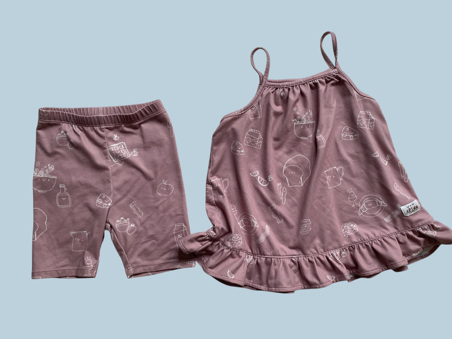 Shorts and tank breakfast theme pj set 2-3Y | Souris Mini