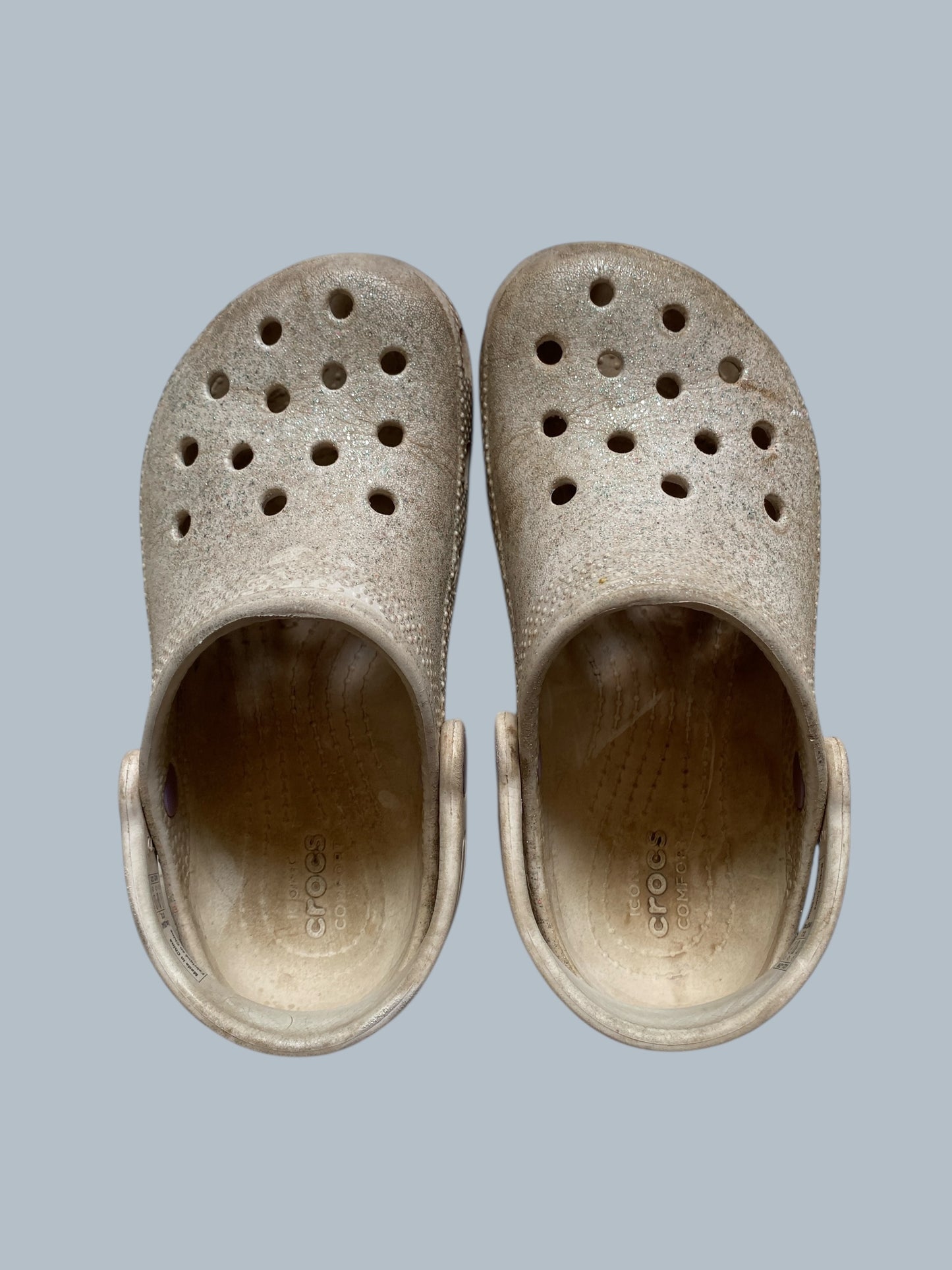 Cream coloured glitter sandals 12 US Little Kid | Crocs