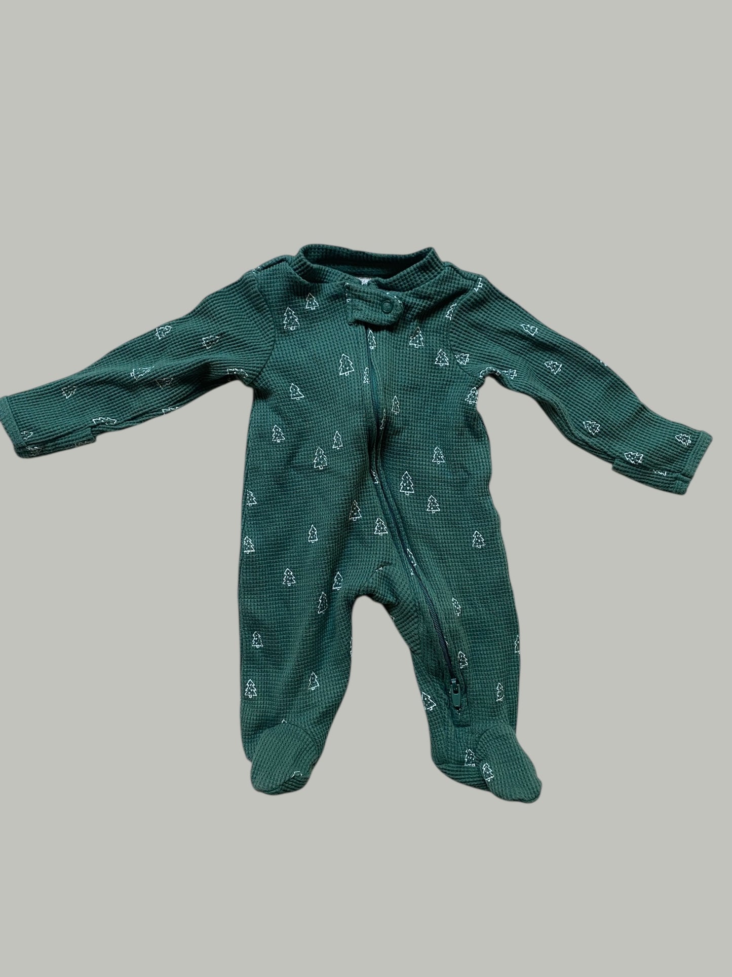 Christmas tree waffle organic cotton two-way zipper sleeper newborn | Carter's