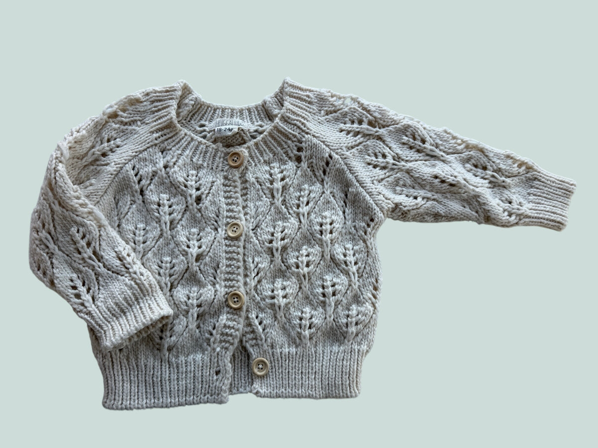 Leaf lace acrylic knit cardigan 18-24m | Hugalugs
