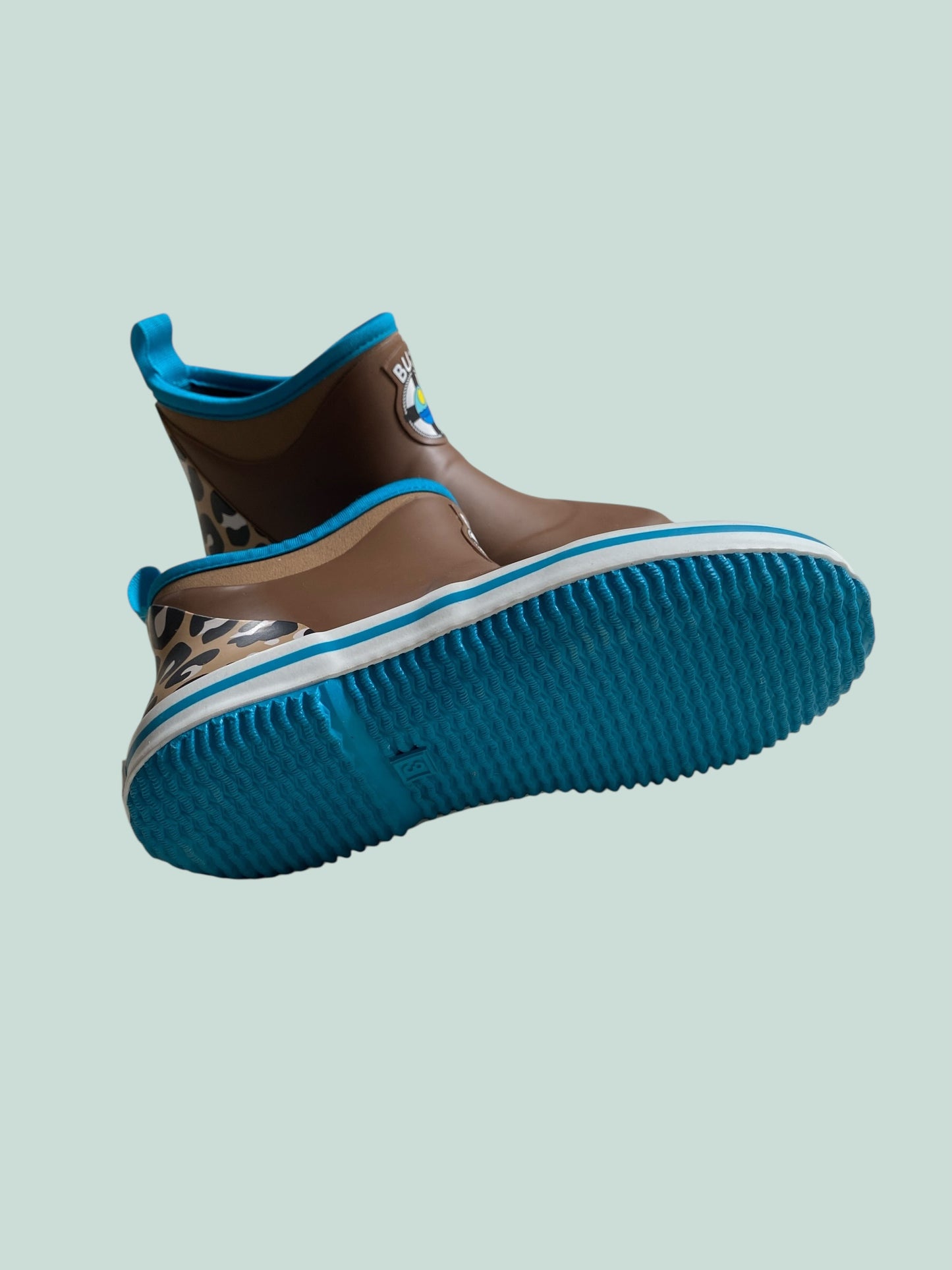 Brown Cheetah Rubber Boots size 2Y Big Kids | Buoy NEW