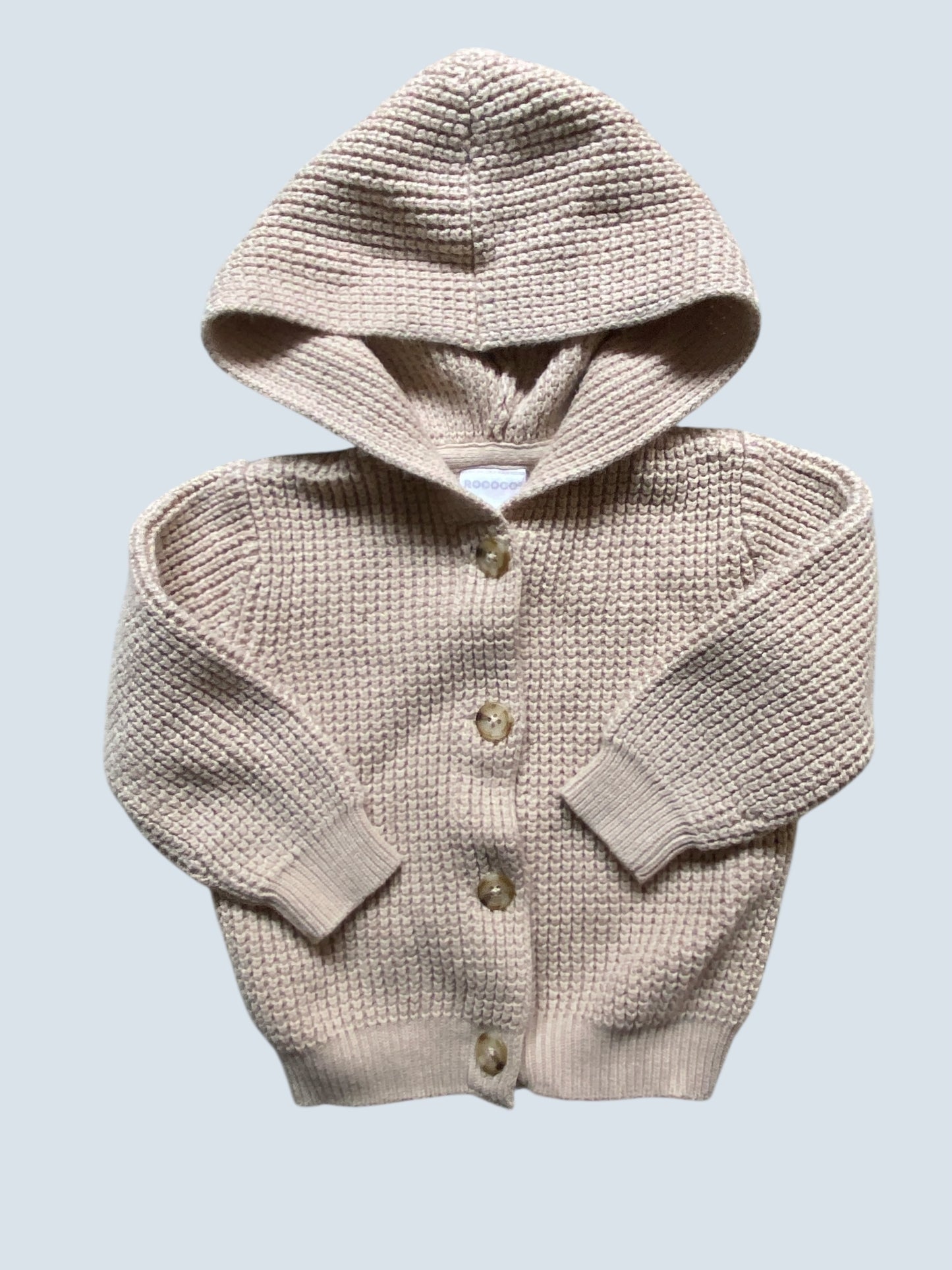 Beige knit hooded cardigan 24m | Rococo