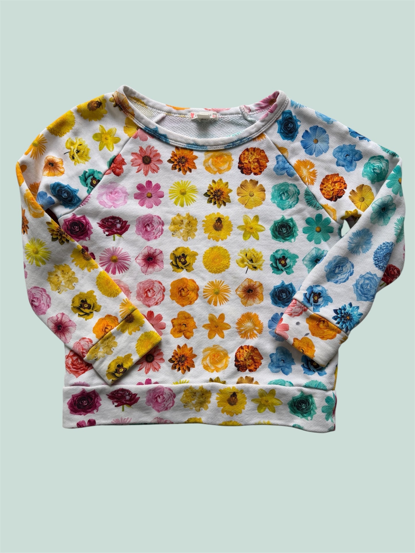 Cotton rainbow flowers sweater 6-7Y | Crewcuts/J. Crew