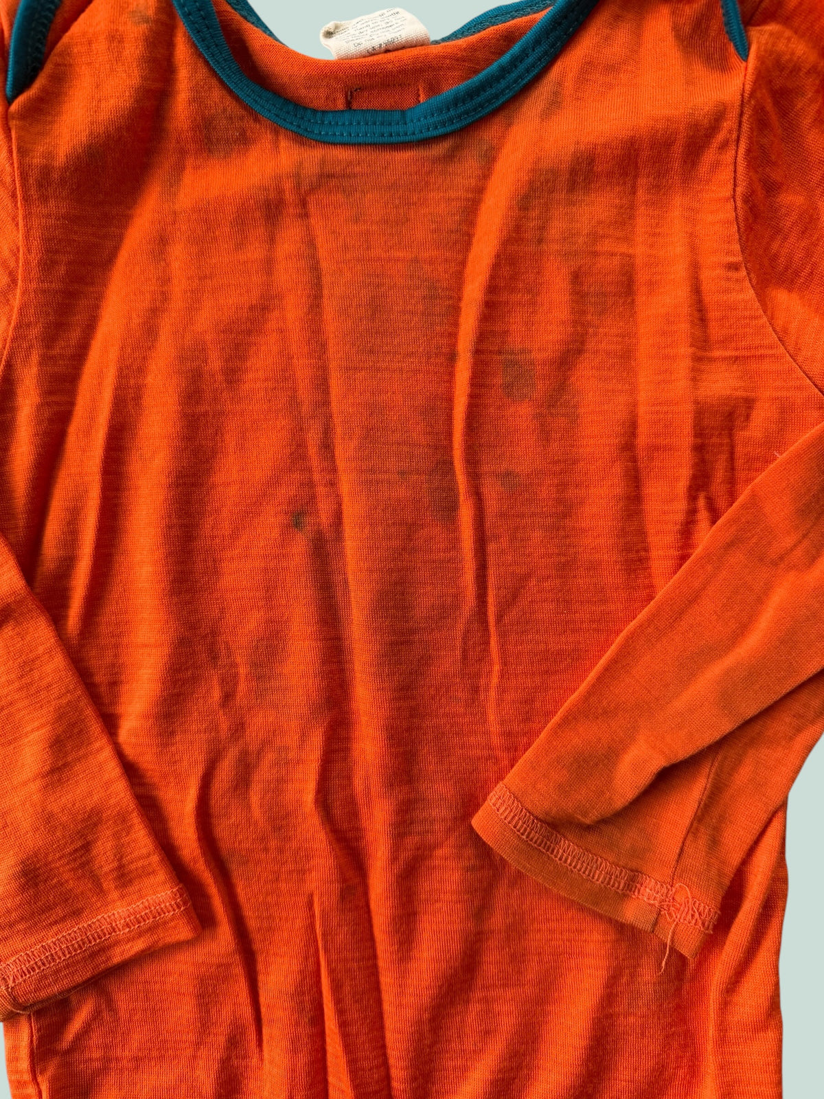 Orange merino wool onesies 12-24m | Wee Woolies