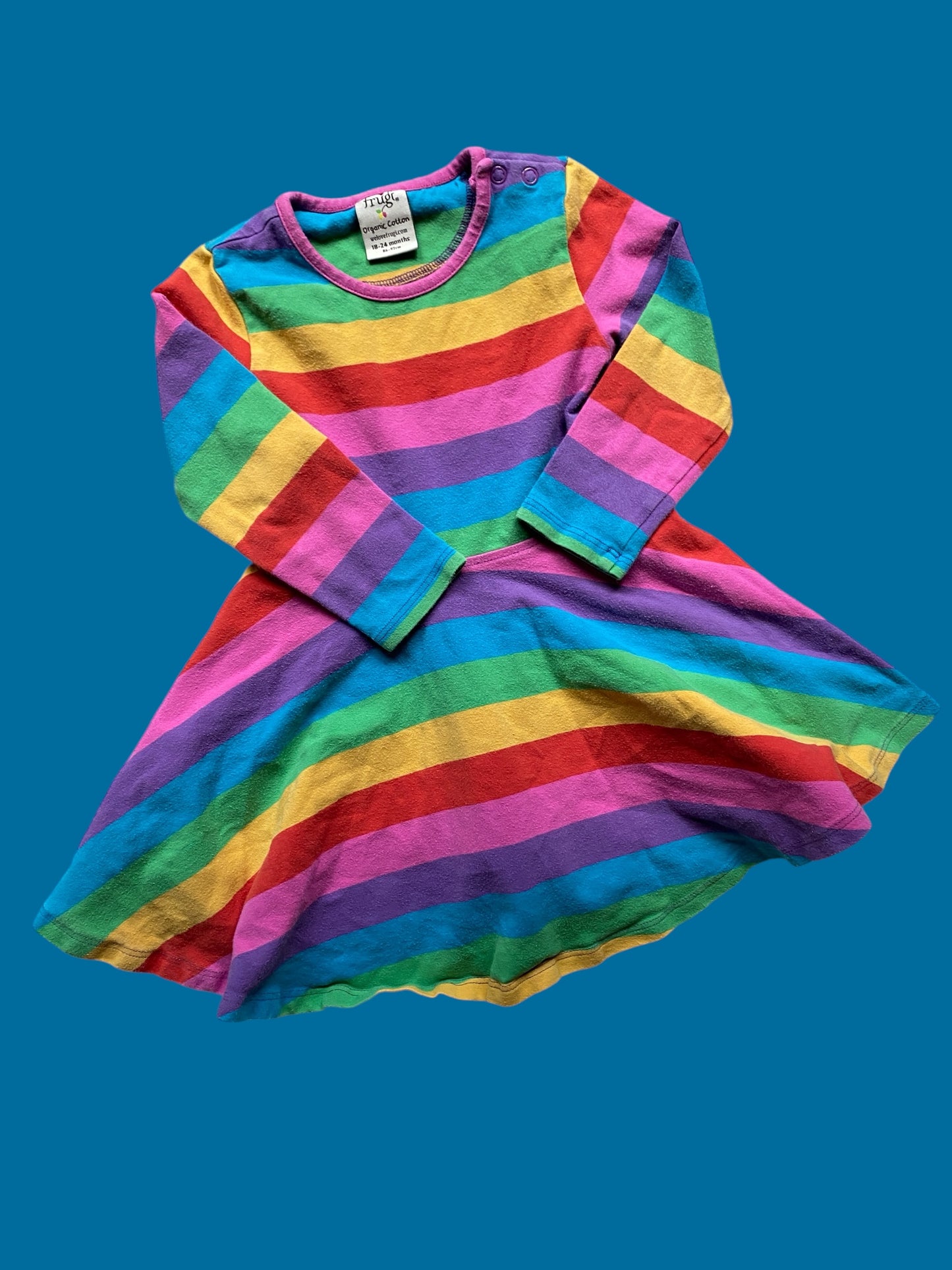 Rainbox striped organic cotton dress 18-24 | Frugi